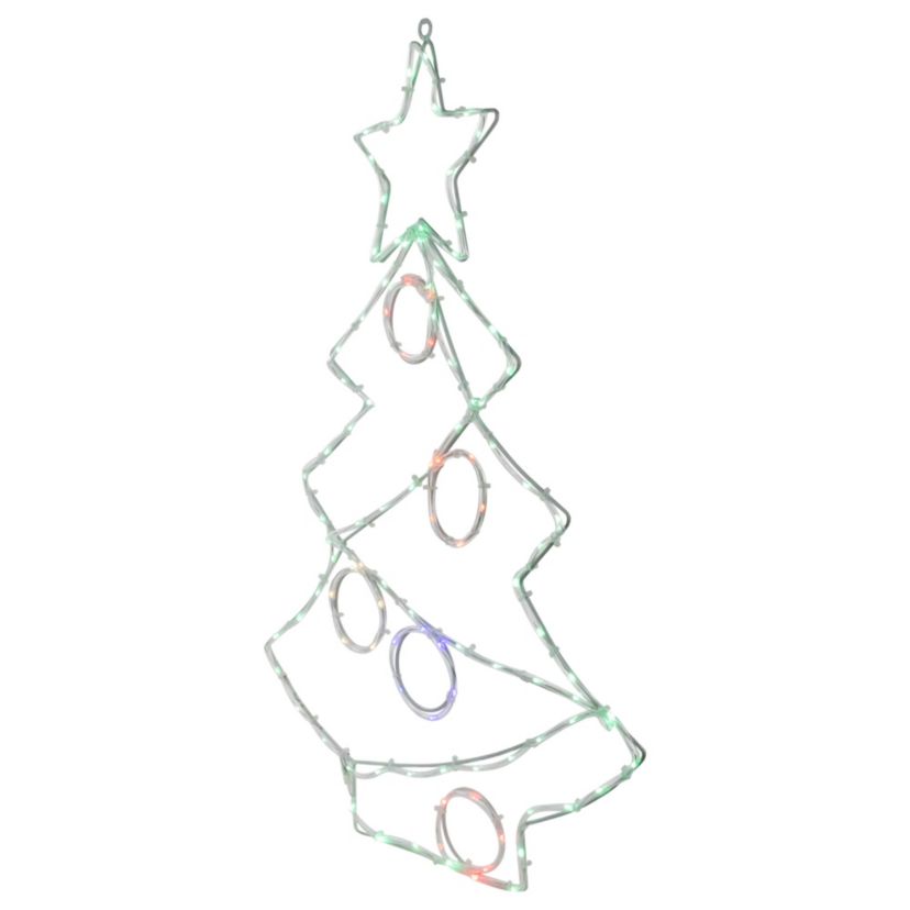 28" LED Lighted Christmas Tree with Ornaments Window Silhouette
