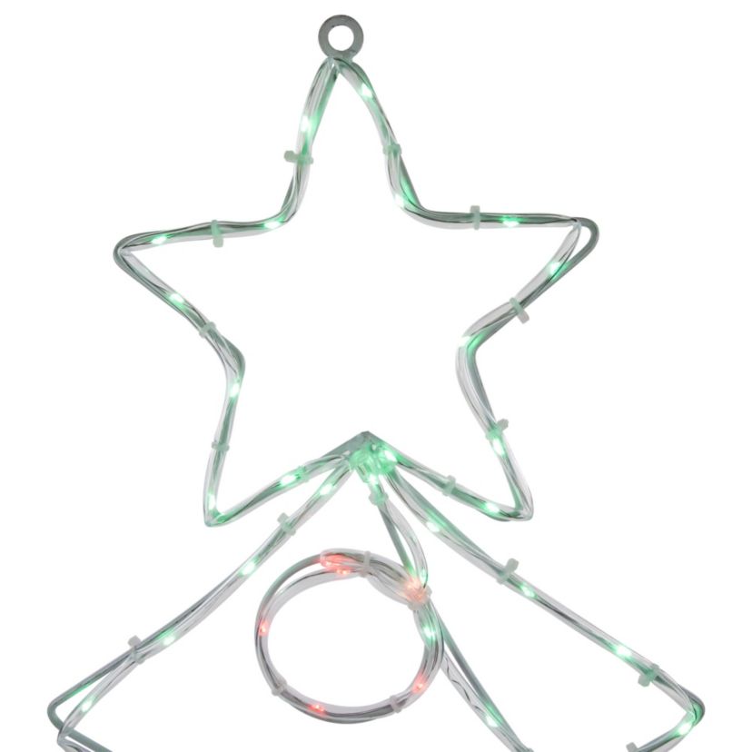 28" LED Lighted Christmas Tree with Ornaments Window Silhouette