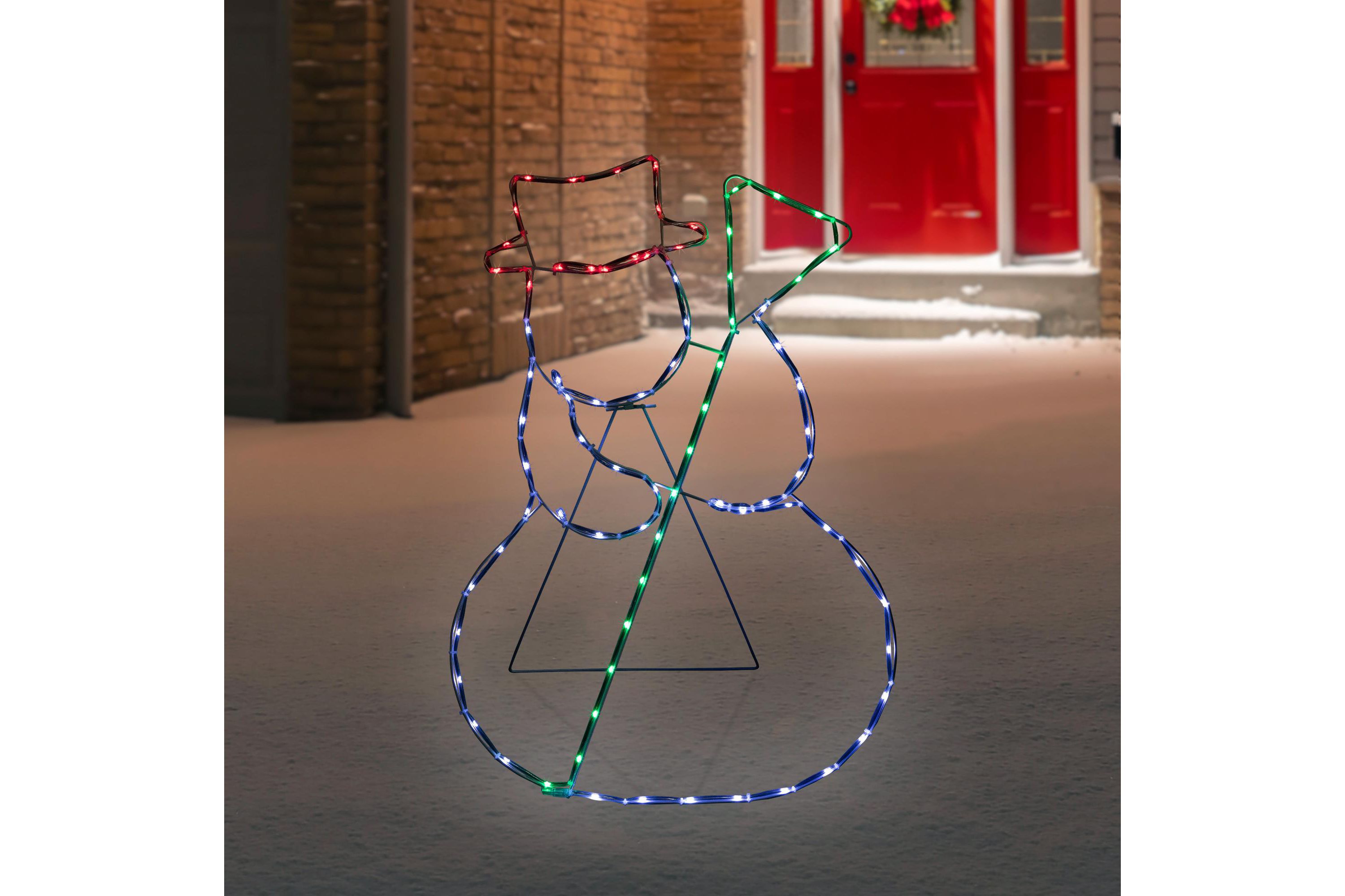 28" Lighted Standing Snowman Silhouette Outdoor Christmas Decoration