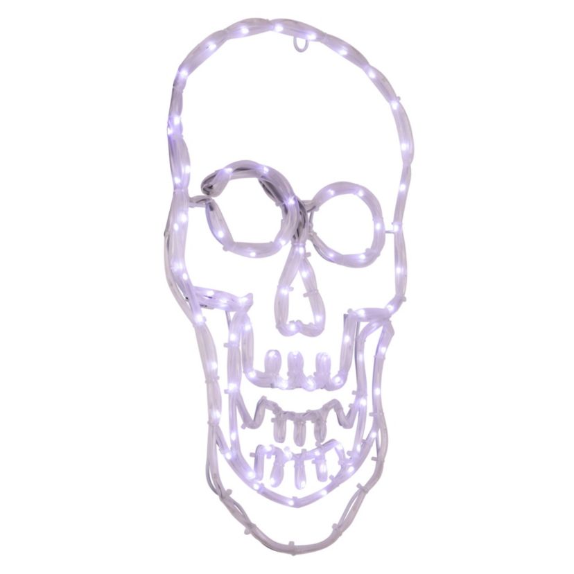 18" White Skull 4 Function LED Lighted Halloween Window Silhouette