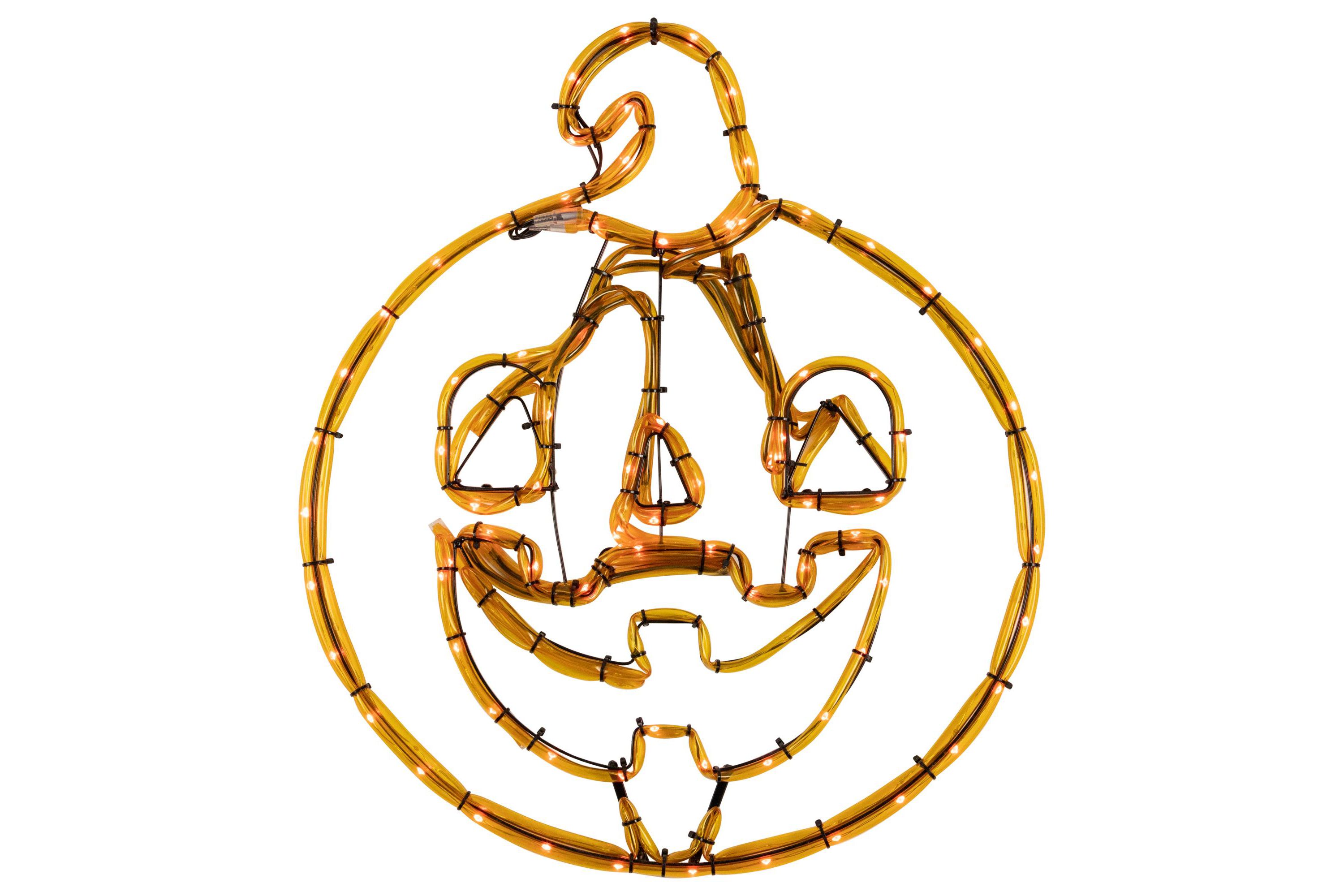 18" Orange Jack O Lantern 4 Function LED Lighted Halloween Window Silhouette