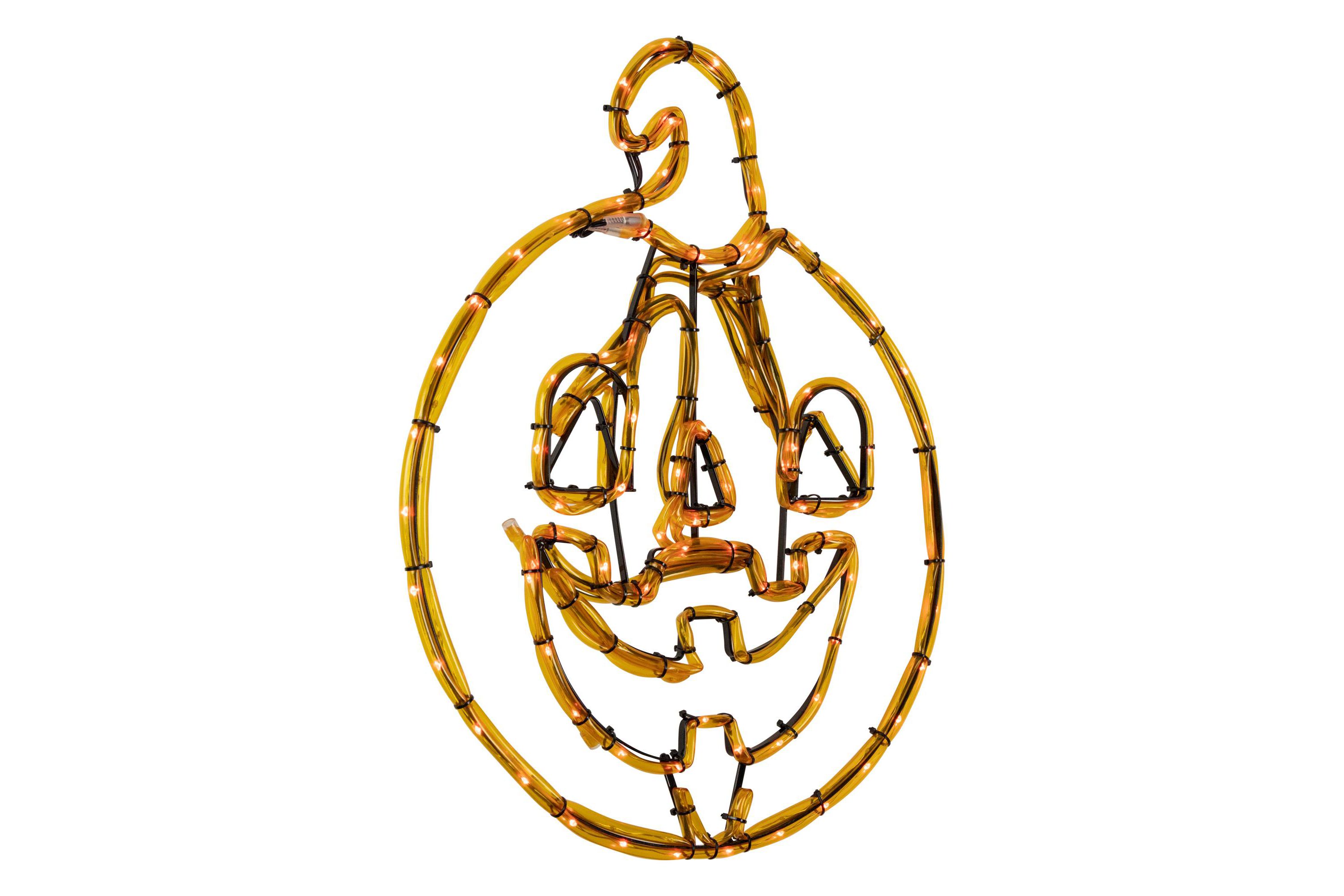18" Orange Jack O Lantern 4 Function LED Lighted Halloween Window Silhouette