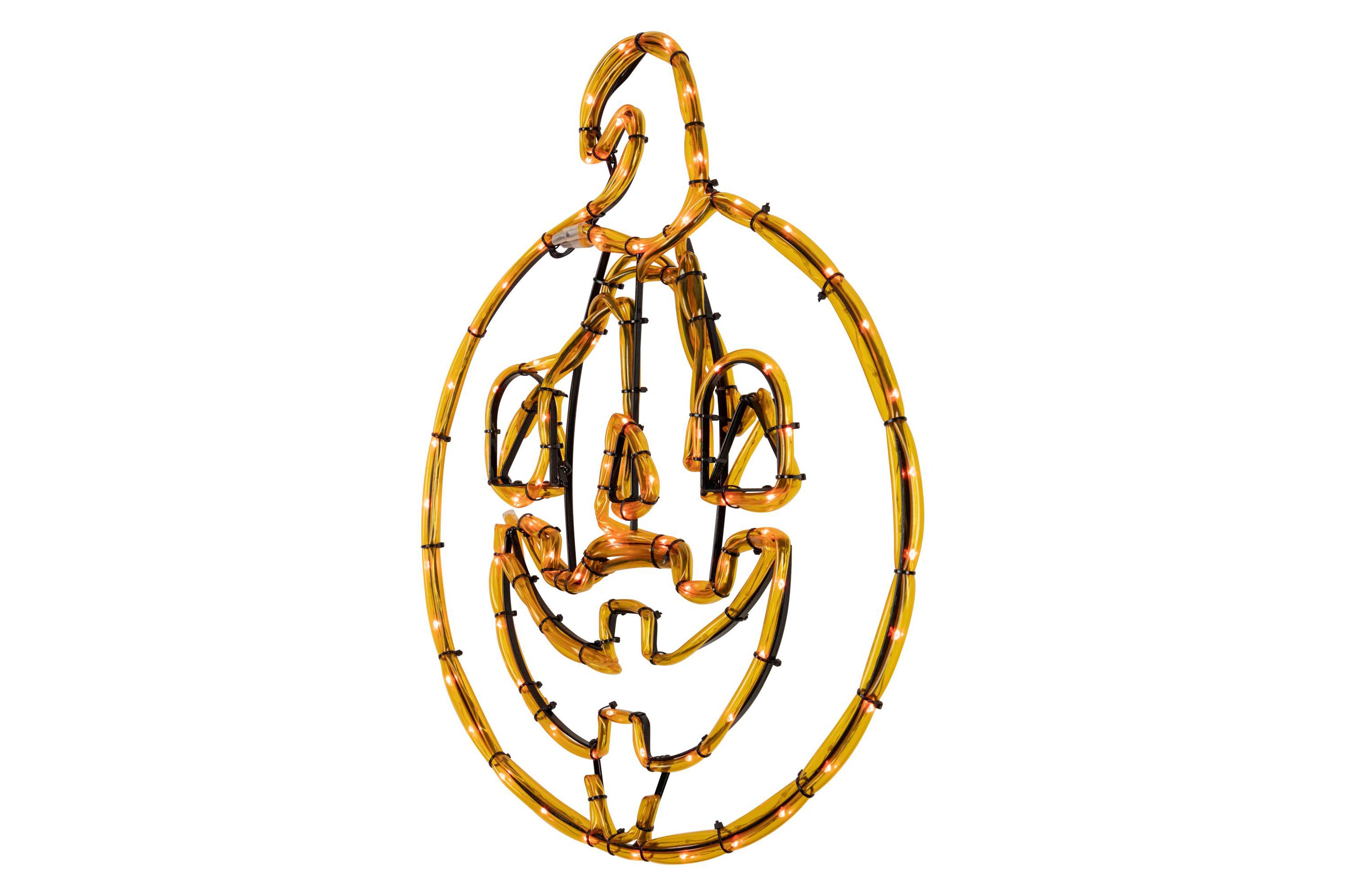 18" Orange Jack O Lantern 4 Function LED Lighted Halloween Window Silhouette