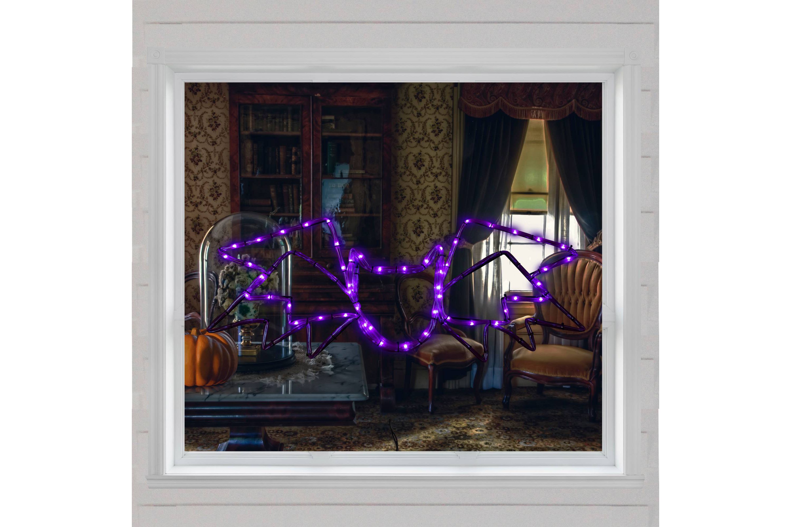 23.5" LED Lighted Purple Bat 4 Function Halloween Window Silhouette