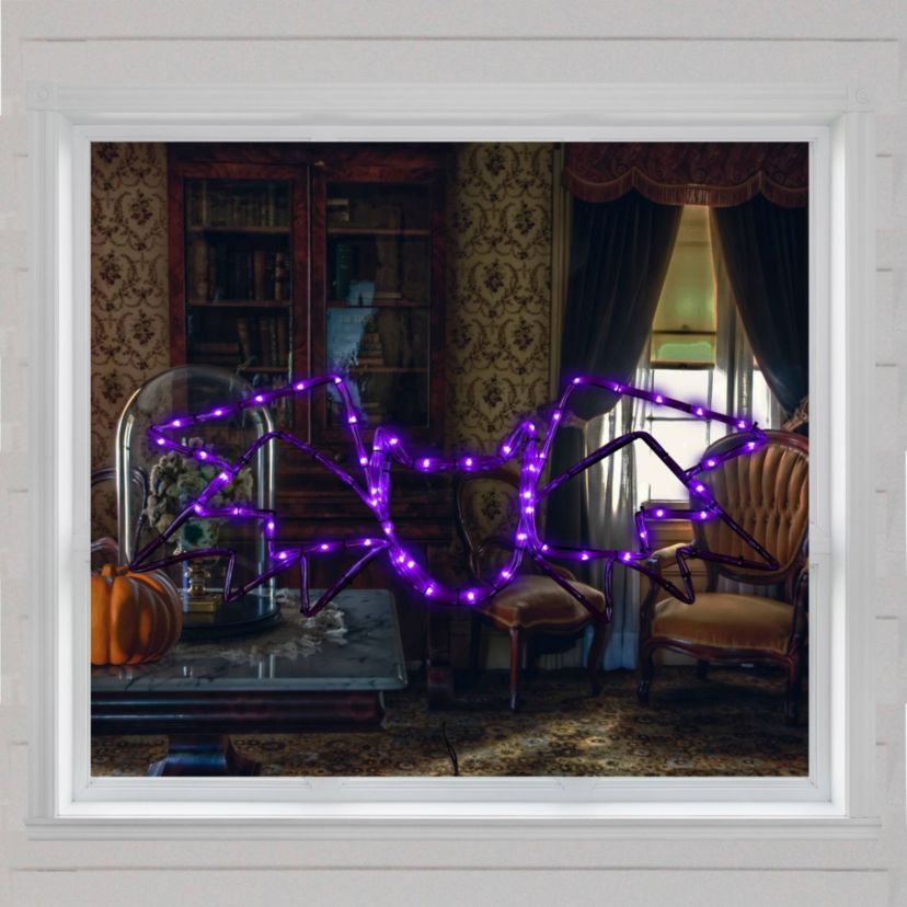 23.5" LED Lighted Purple Bat 4 Function Halloween Window Silhouette