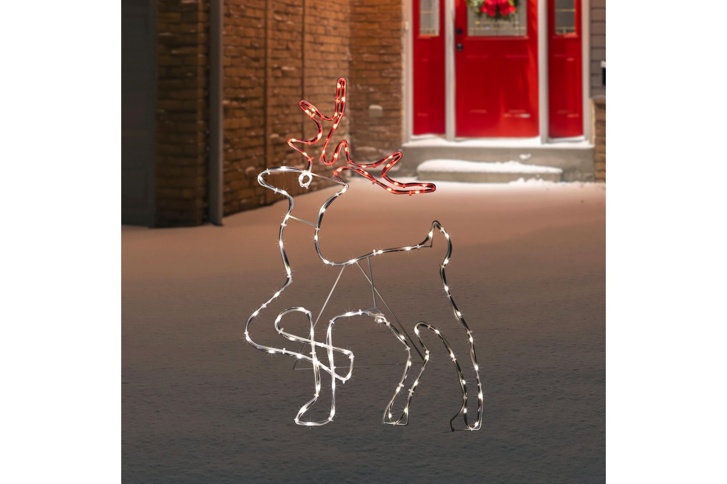 24" Lighted Standing Reindeer Silhouette Outdoor Christmas Decoration