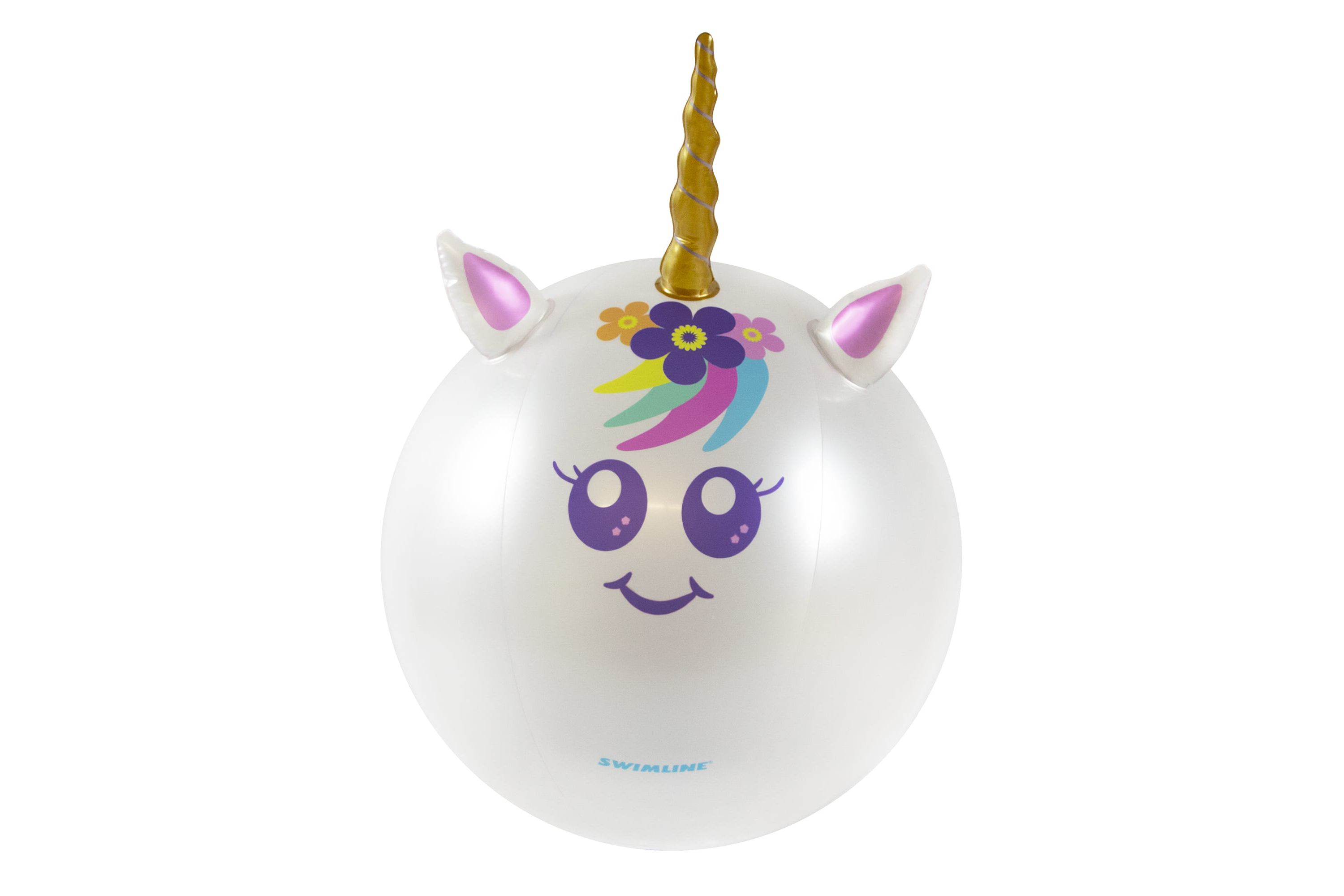 29" Inflatable Rainbow Unicorn Beach Ball with Horn