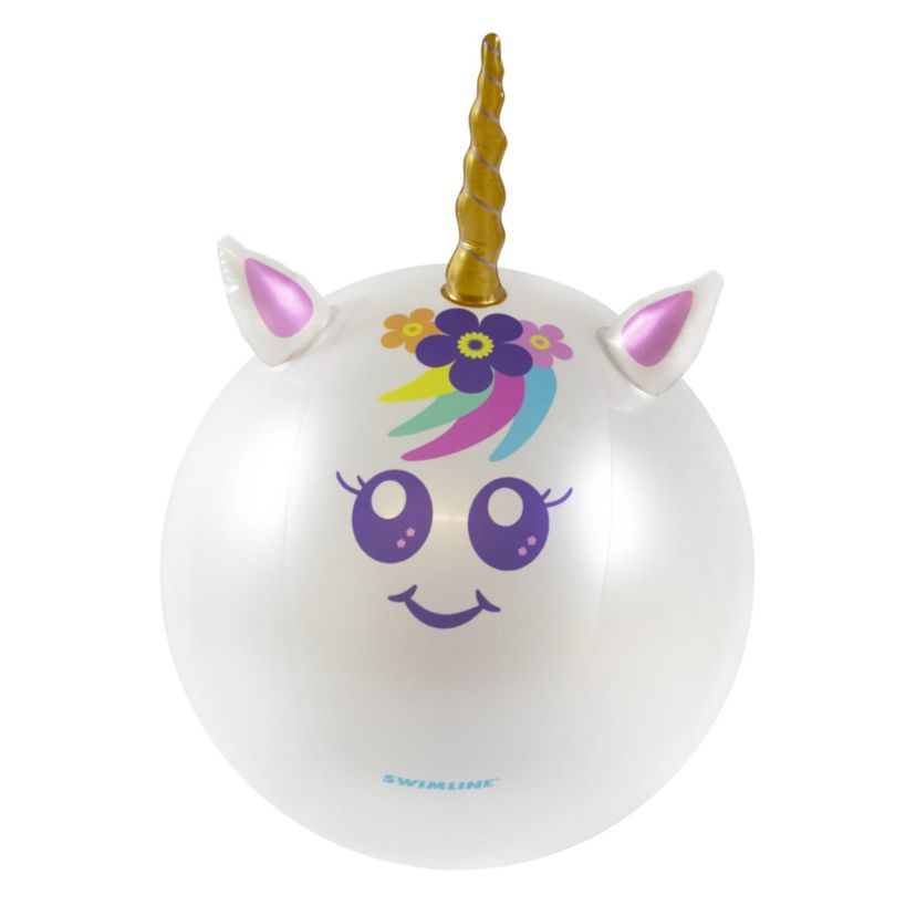 29" Inflatable Rainbow Unicorn Beach Ball with Horn