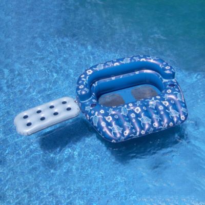 58" Inflatable Tropical Print Double Swimming Pool Lounger