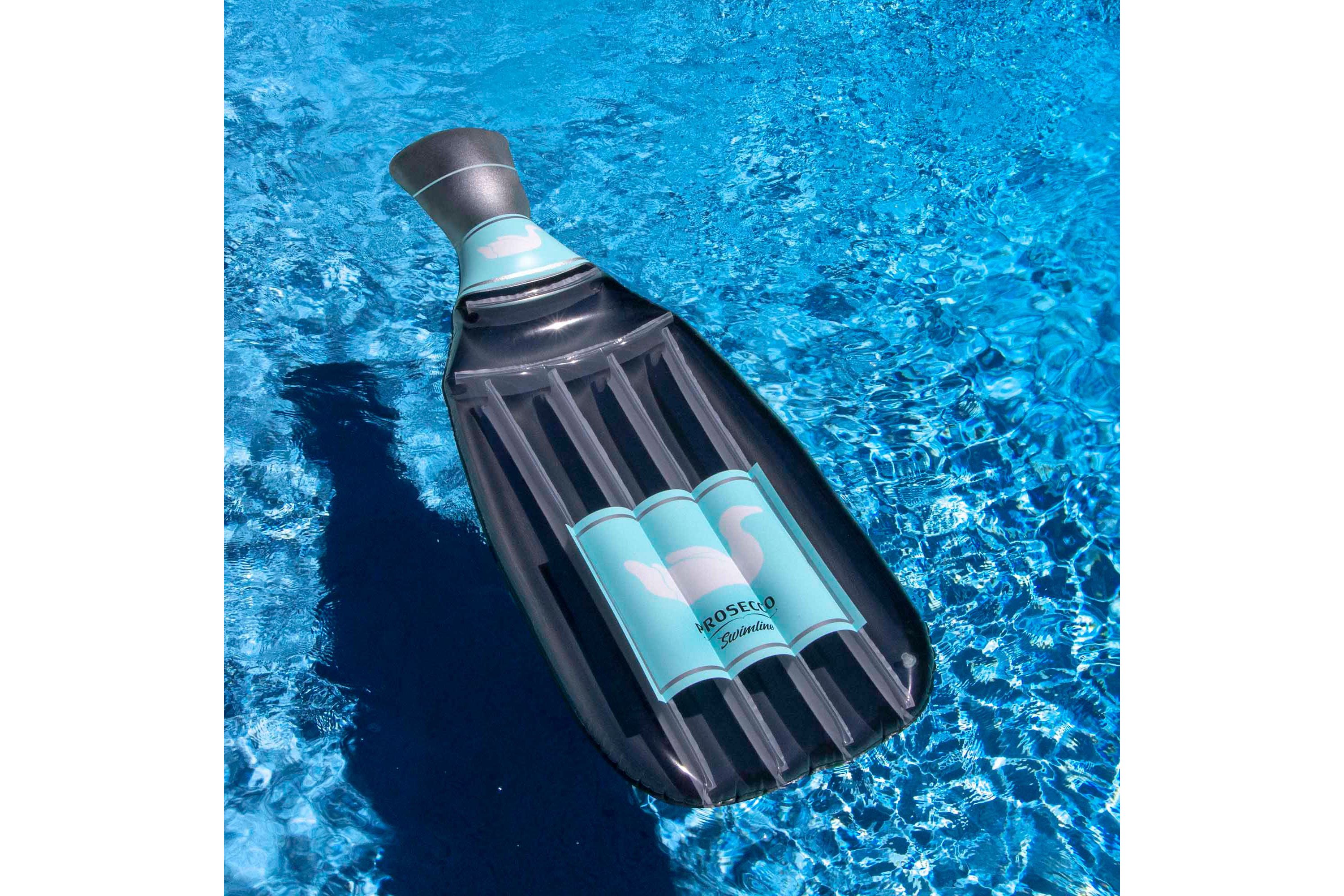 86" Gray and Blue Prosecco Bottle Swimming Pool Lounge Float