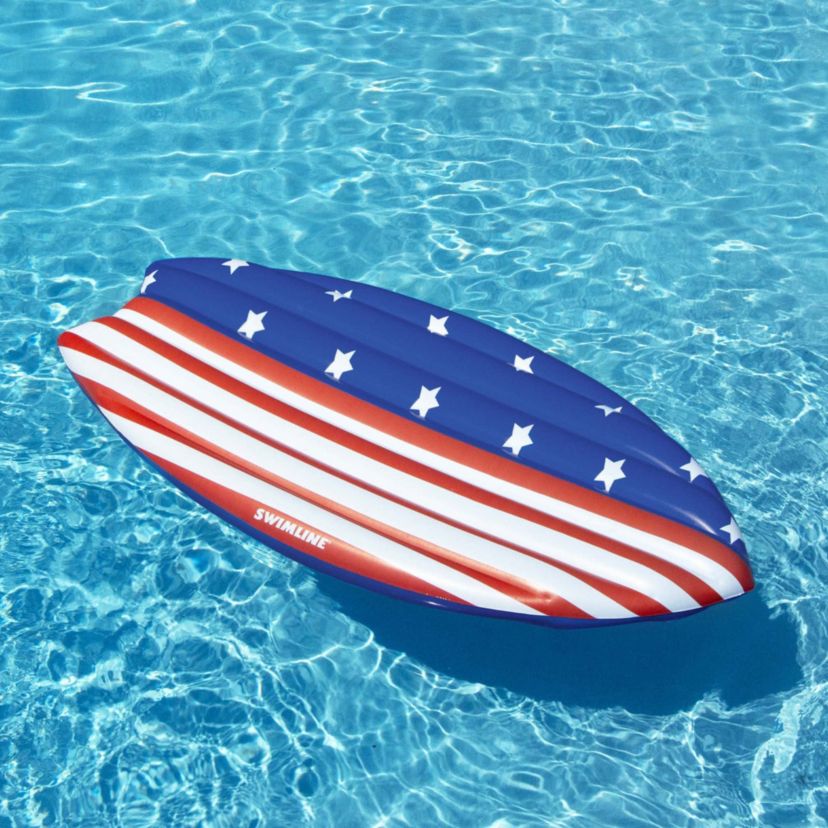 73" Americana Surfboard Shaped Inflatable Swimming Pool Lounge Float