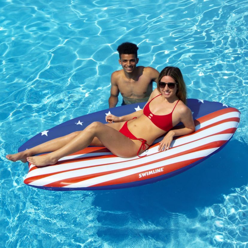 73" Americana Surfboard Shaped Inflatable Swimming Pool Lounge Float