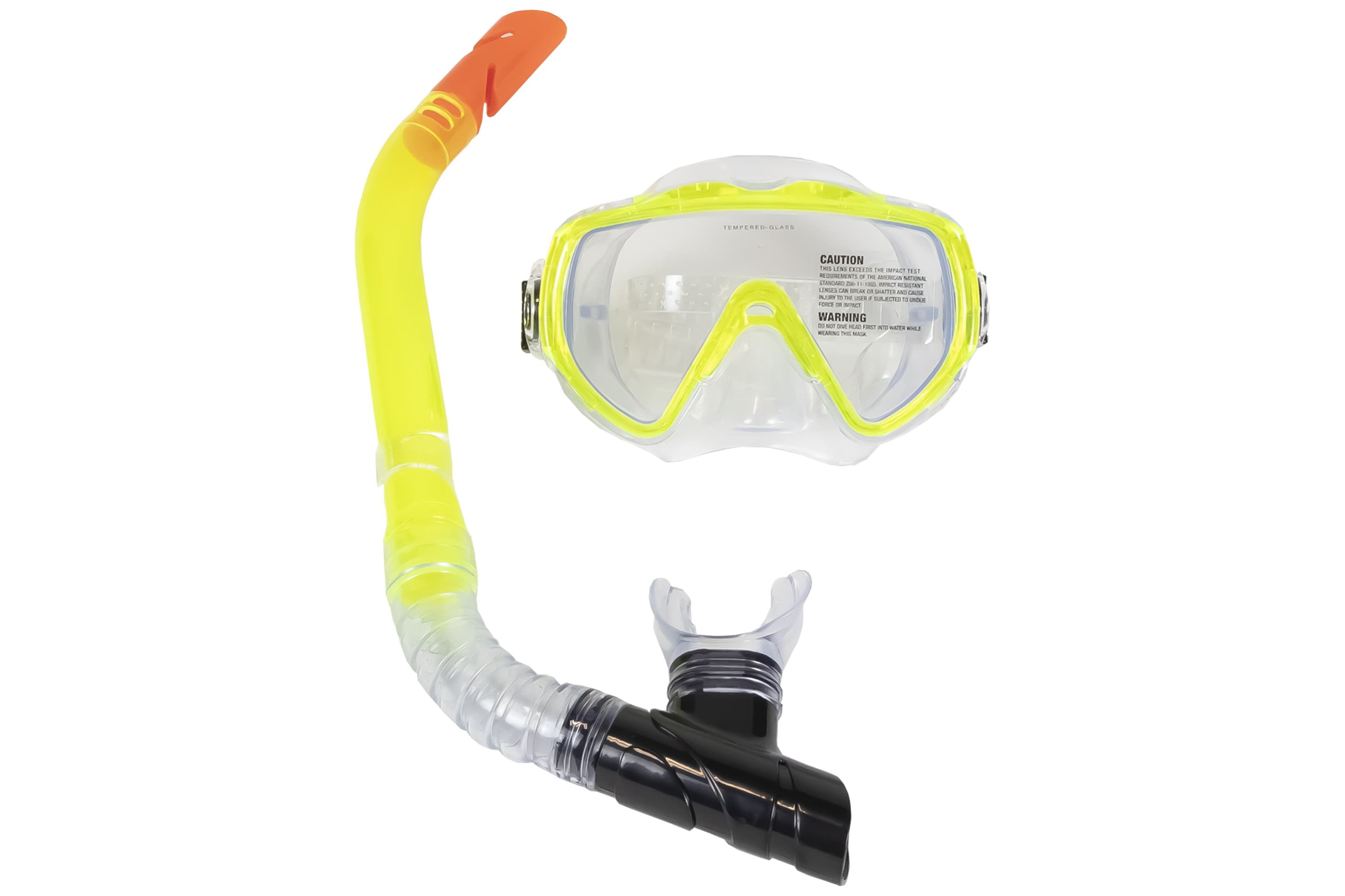 Neon Yellow Sea Searcher Thermotech Mask and Snorkel Set for Youth and Adults