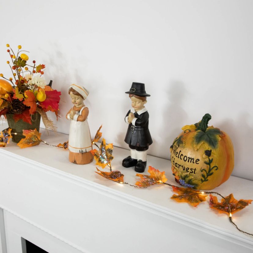 LED Maple Leaves Fall Harvest Micro Fairy Light Set - 4 Brown Wire - 10ct
