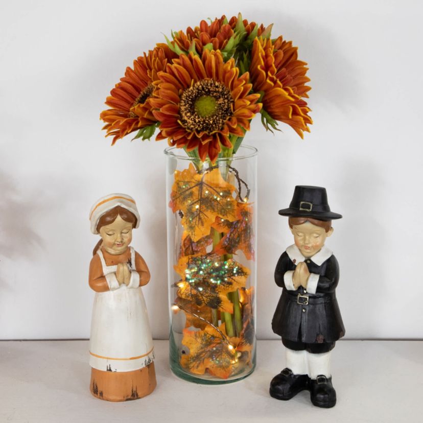 LED Maple Leaves Fall Harvest Micro Fairy Light Set - 4 Brown Wire - 10ct