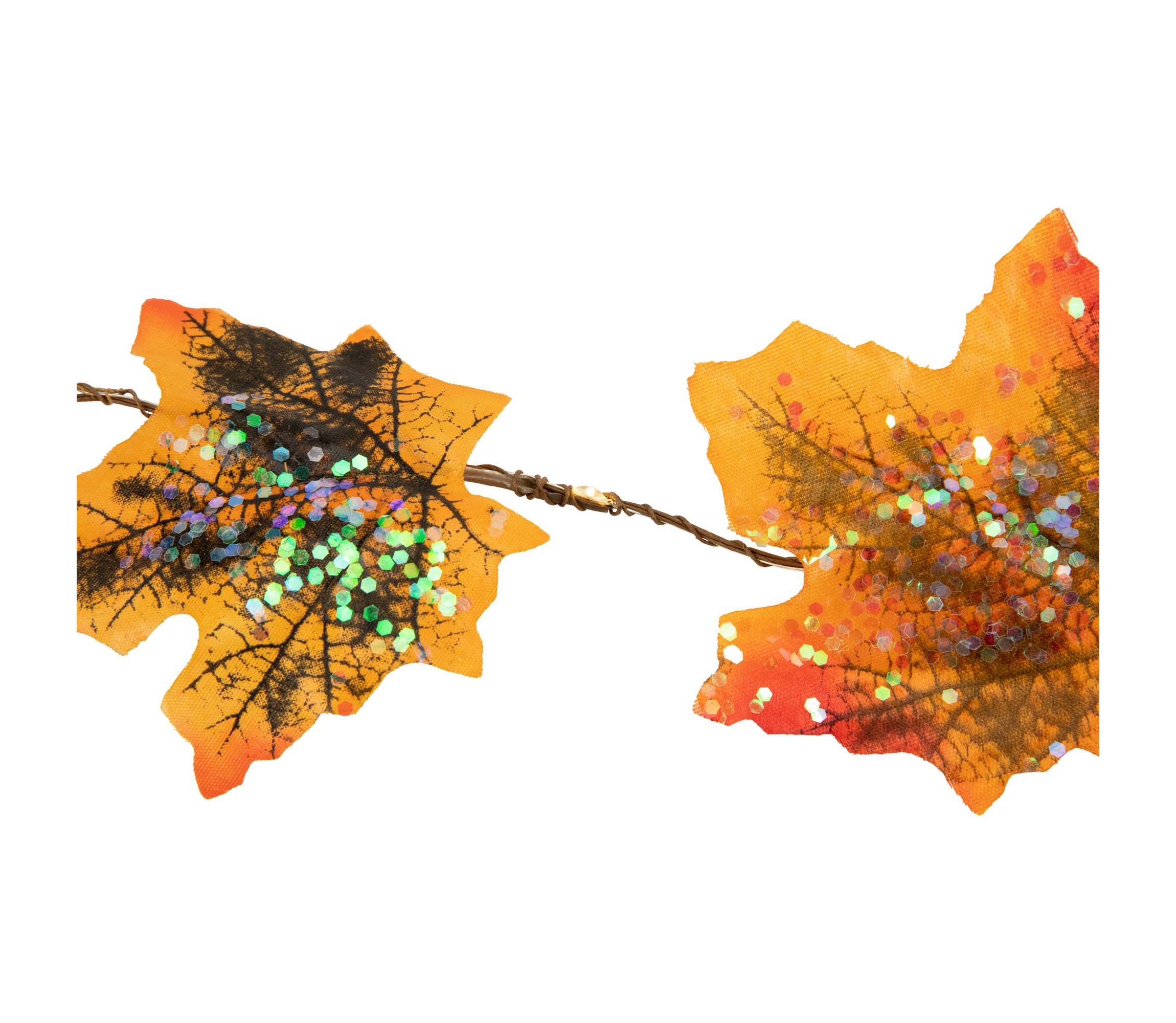 LED Maple Leaves Fall Harvest Micro Fairy Light Set - 4 Brown Wire - 10ct
