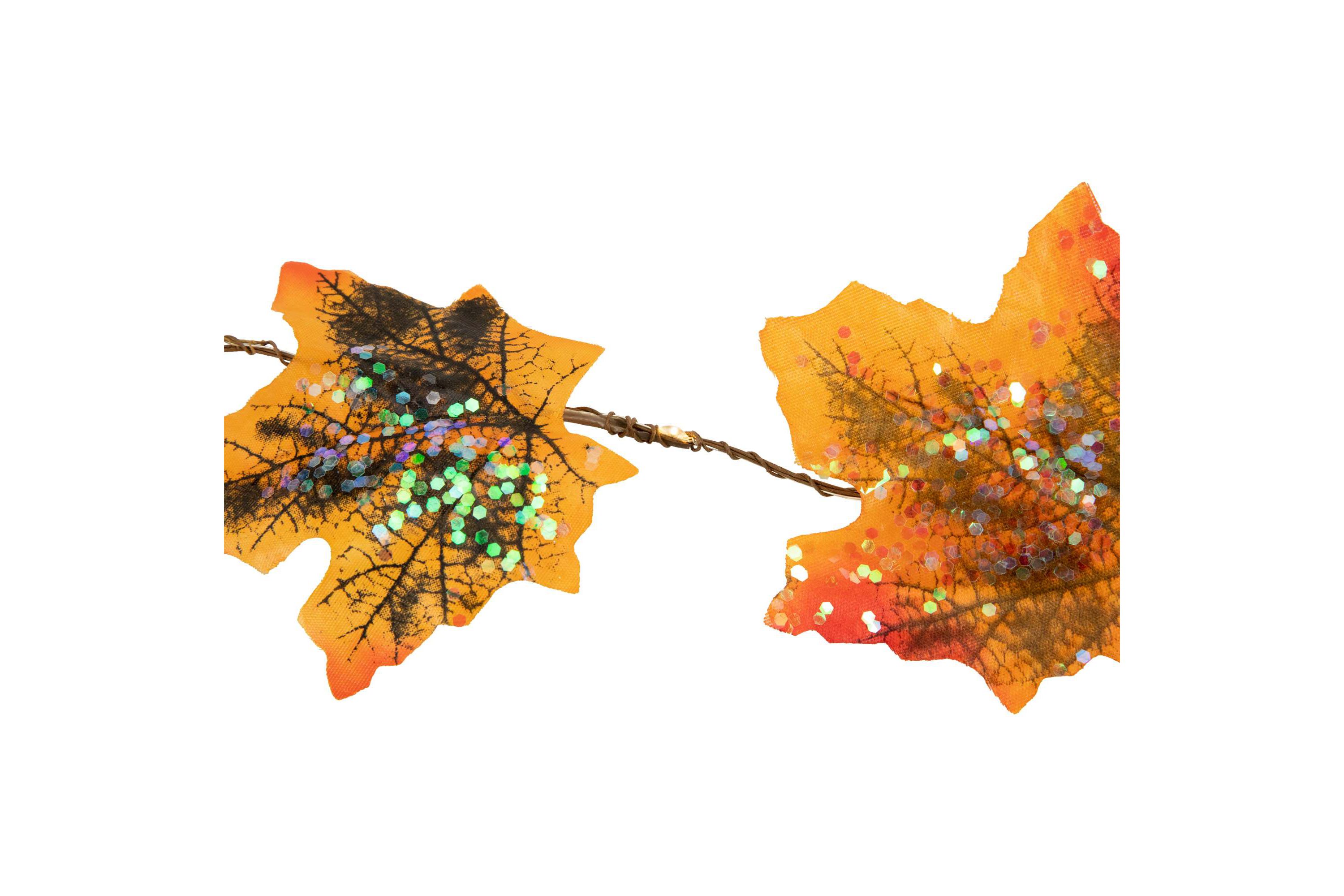 LED Maple Leaves Fall Harvest Micro Fairy Light Set - 4 Brown Wire - 10ct