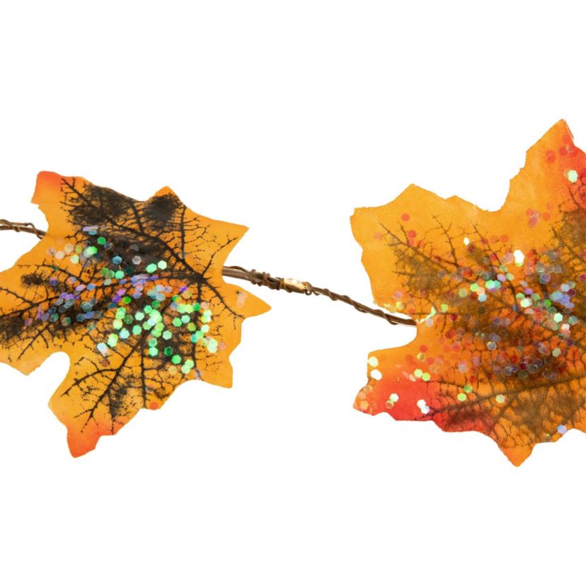 LED Maple Leaves Fall Harvest Micro Fairy Light Set - 4 Brown Wire - 10ct
