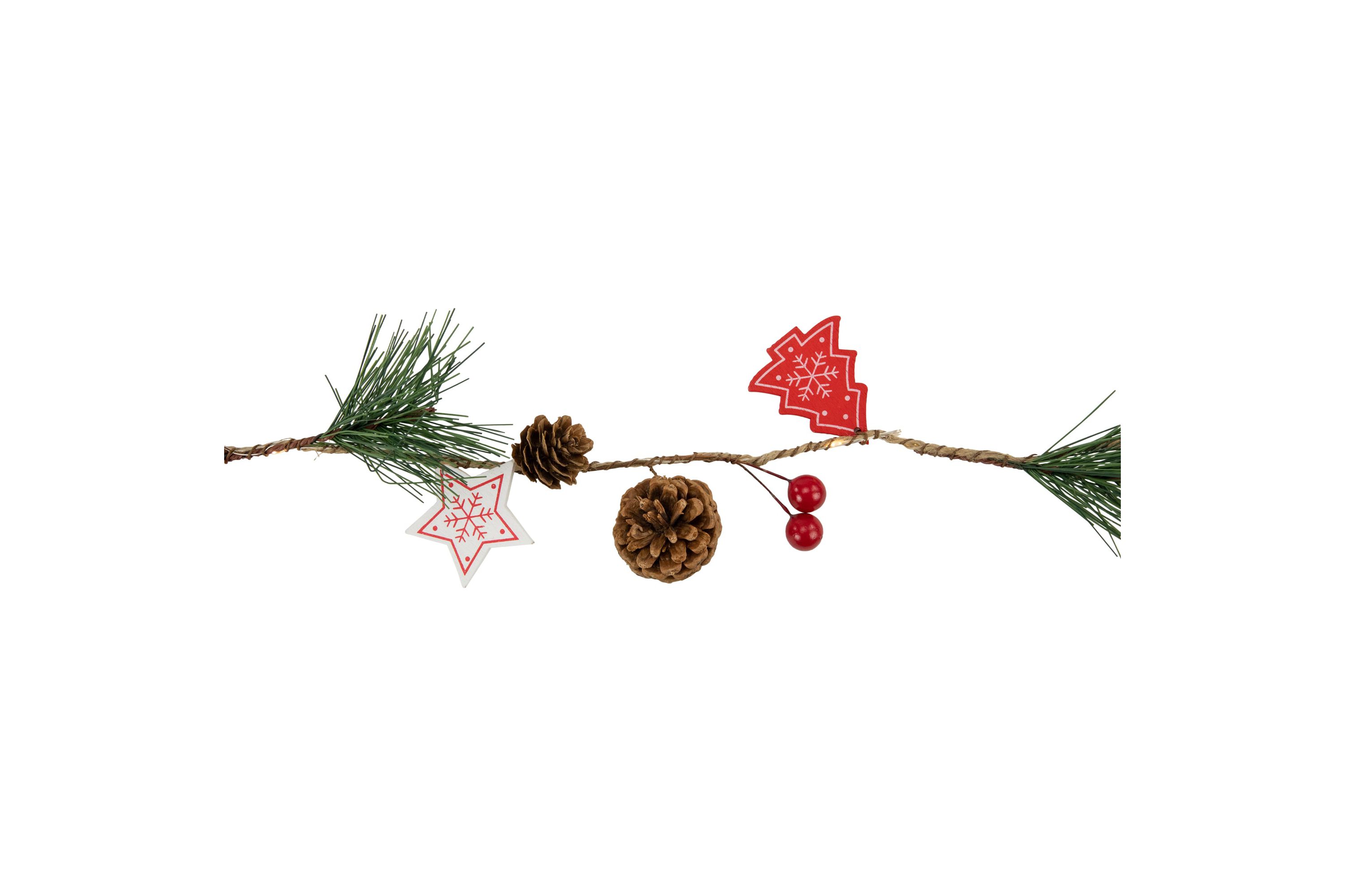 6.5ft Pre-Lit Tree Stars and Pine Christmas Garland Warm White LED Lights