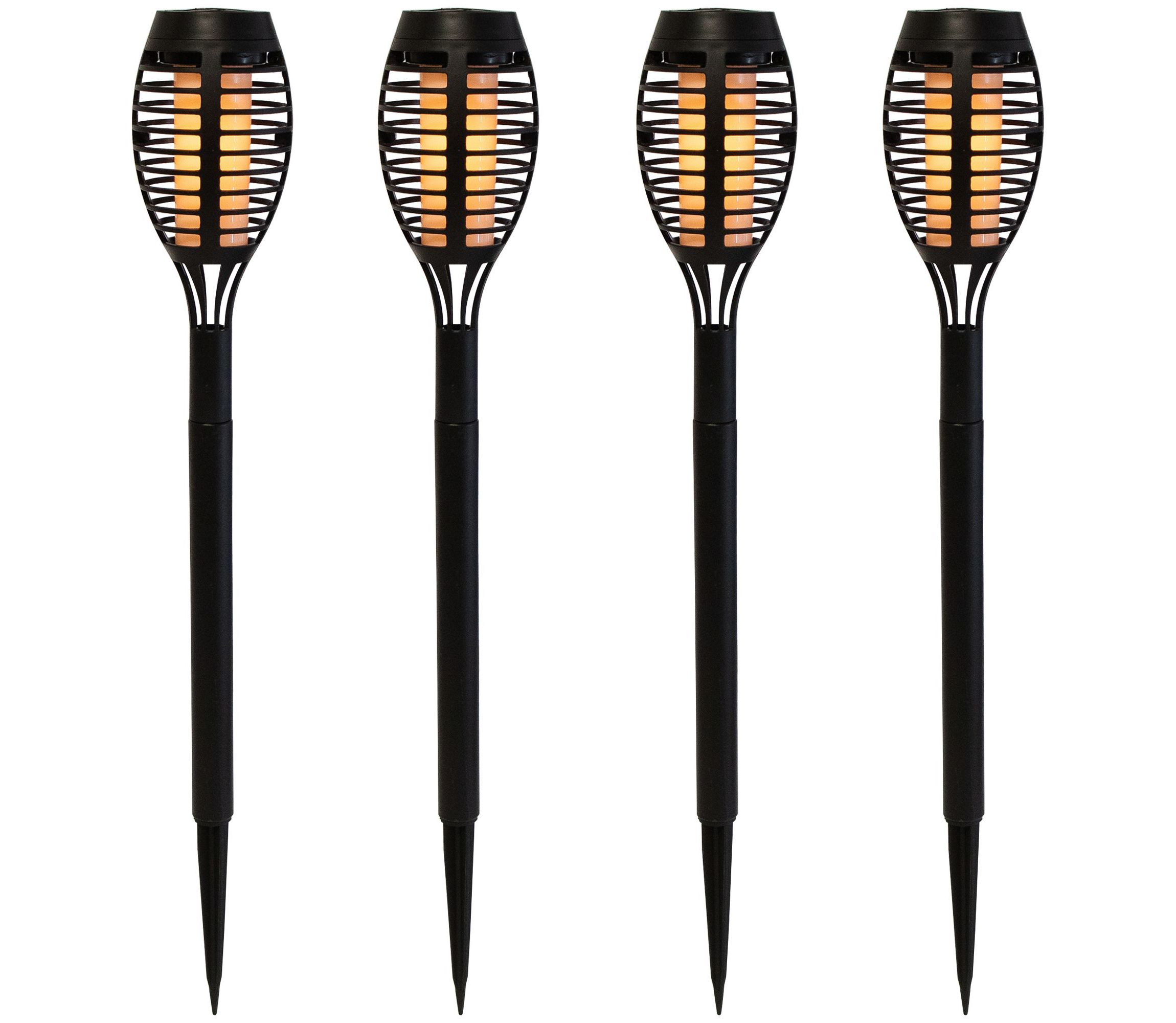 Set of 4 Black Solar Powered LED Pathway Markers  19.75"