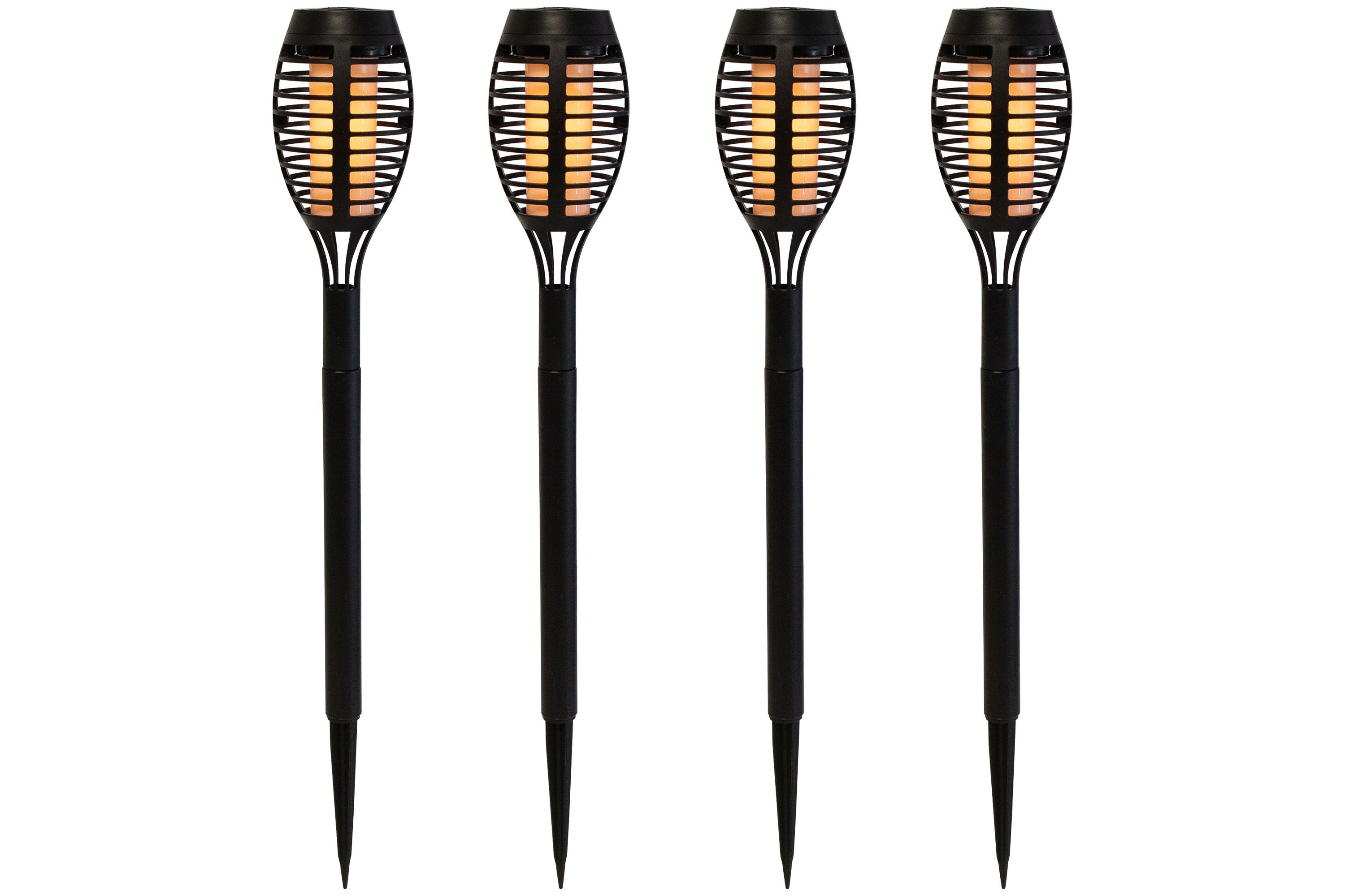Set of 4 Black Solar Powered LED Pathway Markers  19.75"