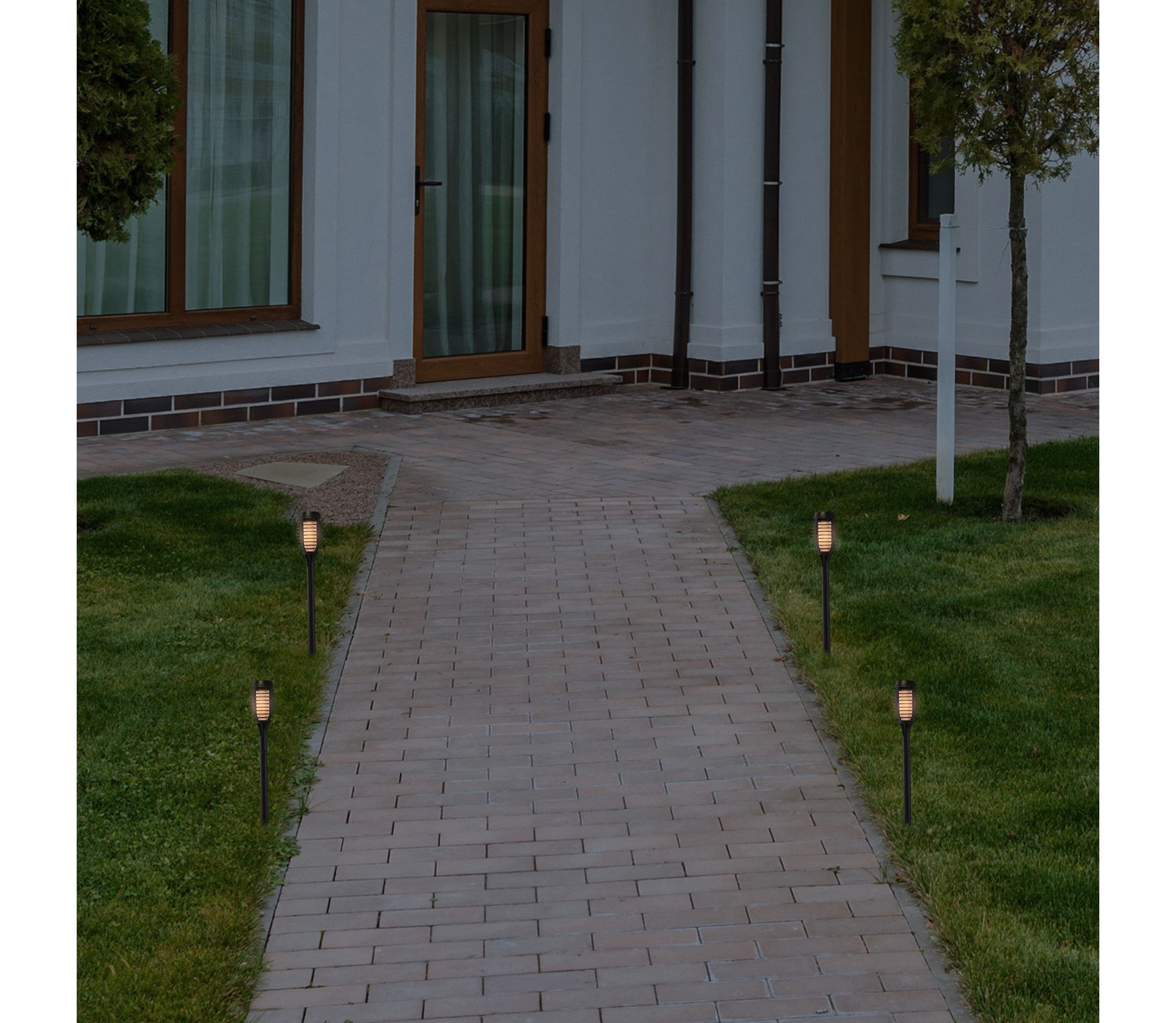Set of 4 Black Solar Powered LED Pathway Markers  19.75"