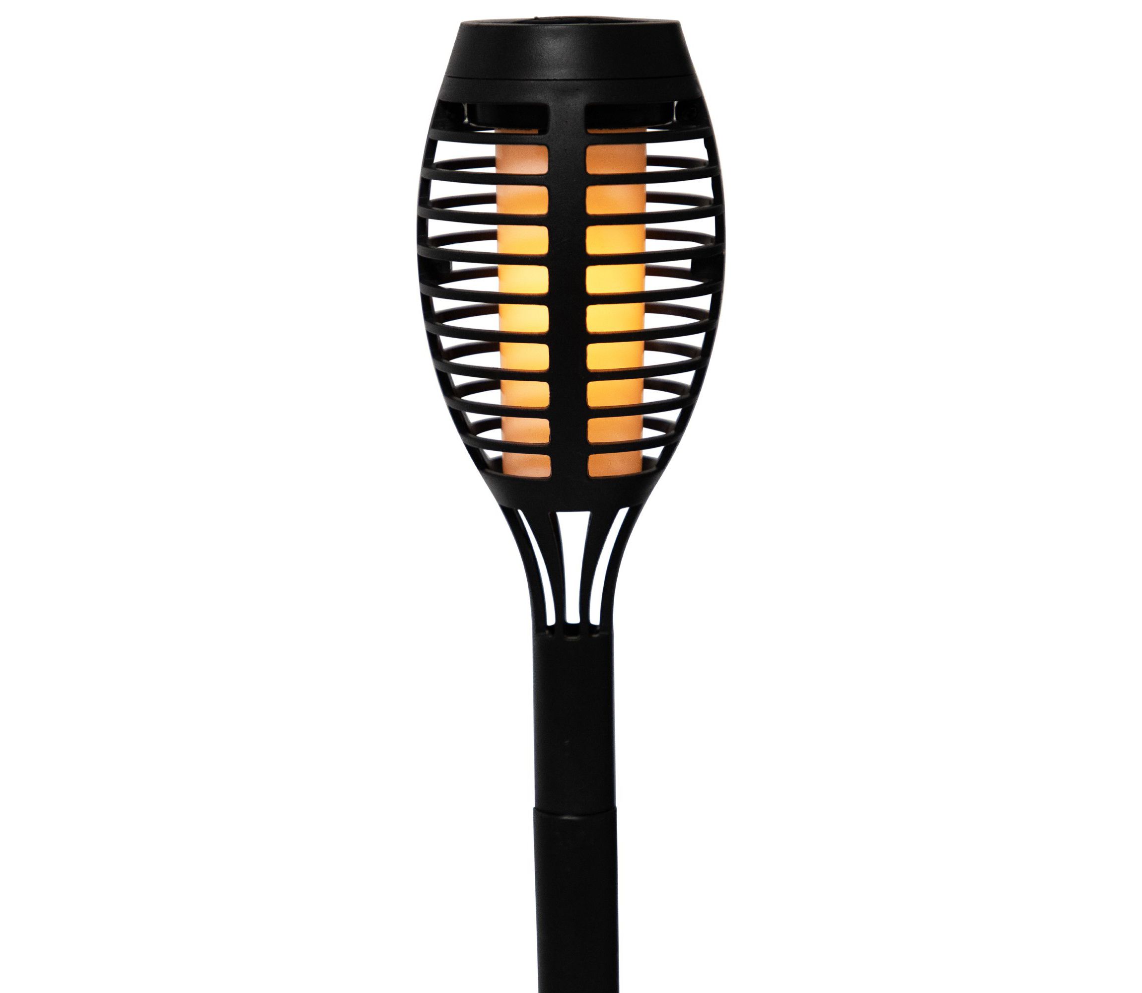 Set of 4 Black Solar Powered LED Pathway Markers  19.75"