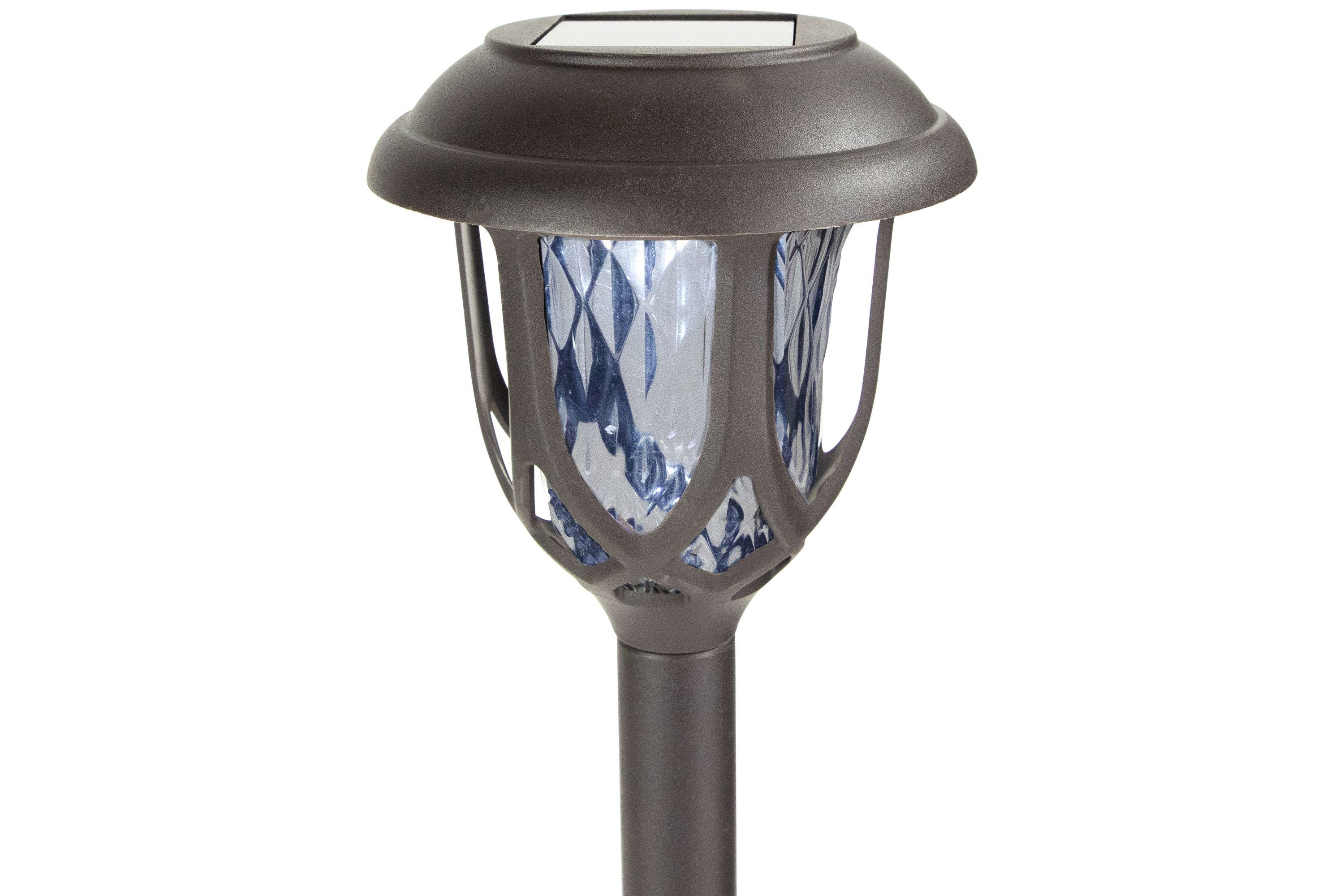 Set of 6 Black Lantern Style Solar Powered LED Pathway Markers  16.25"