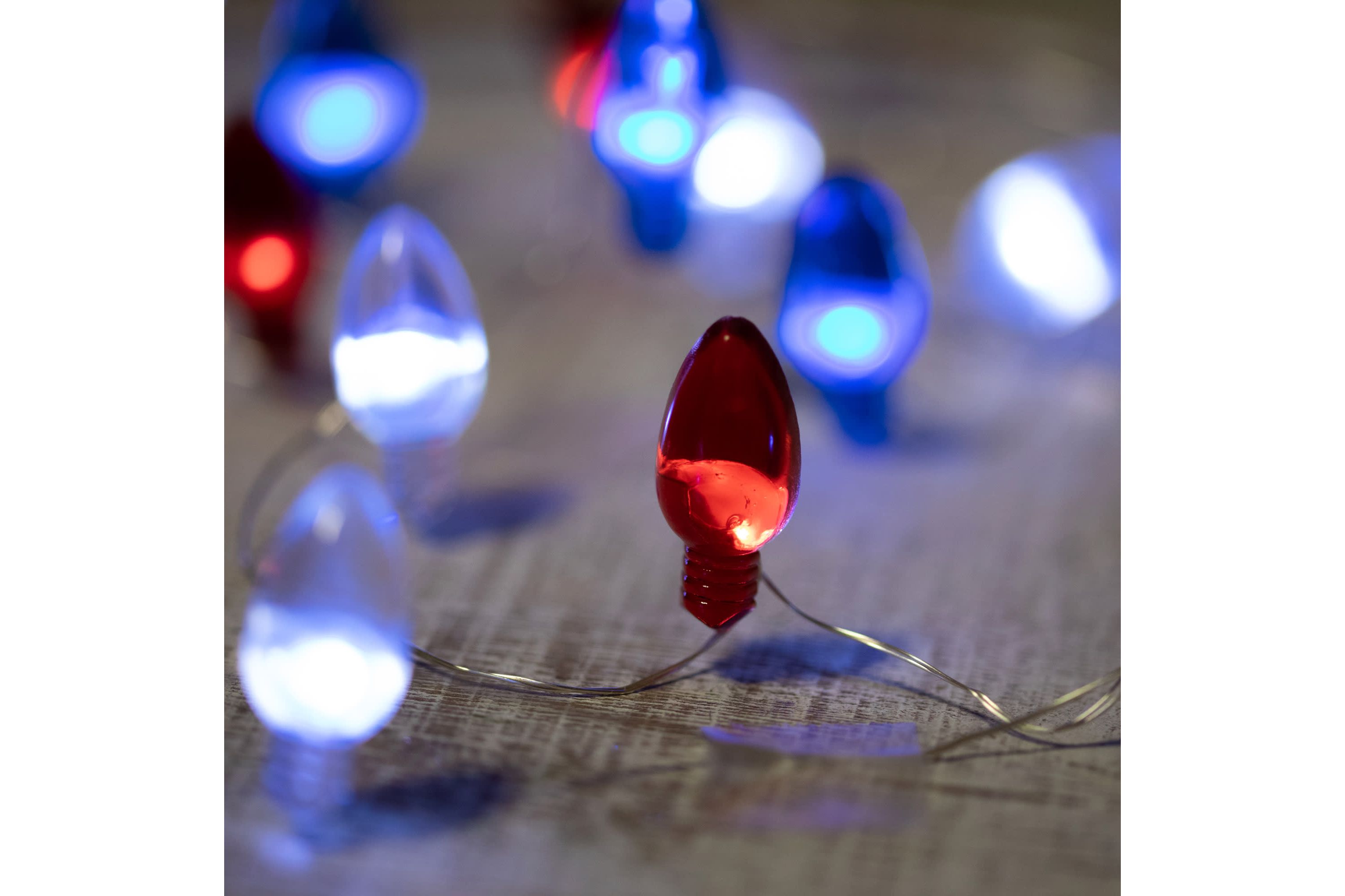 Patriotic Retro Style Bulb LED Fairy Lights - 6.25ft - Copper Wire - 20ct