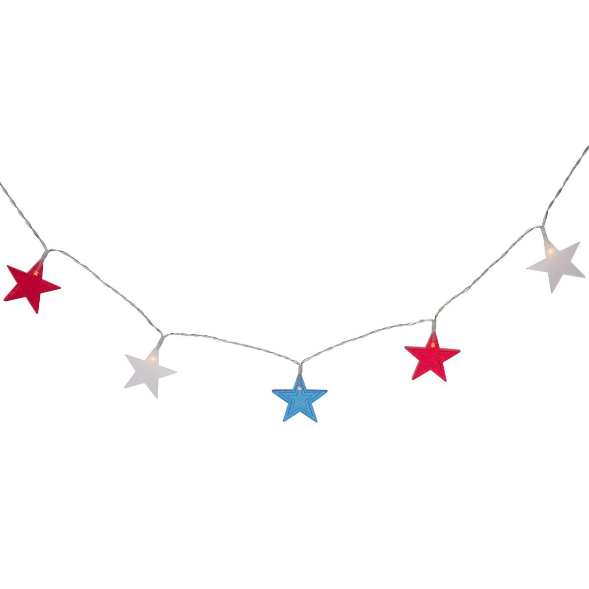 Americana Stars Patriotic Lights - 9.5ft - Clear Wire - 20ct