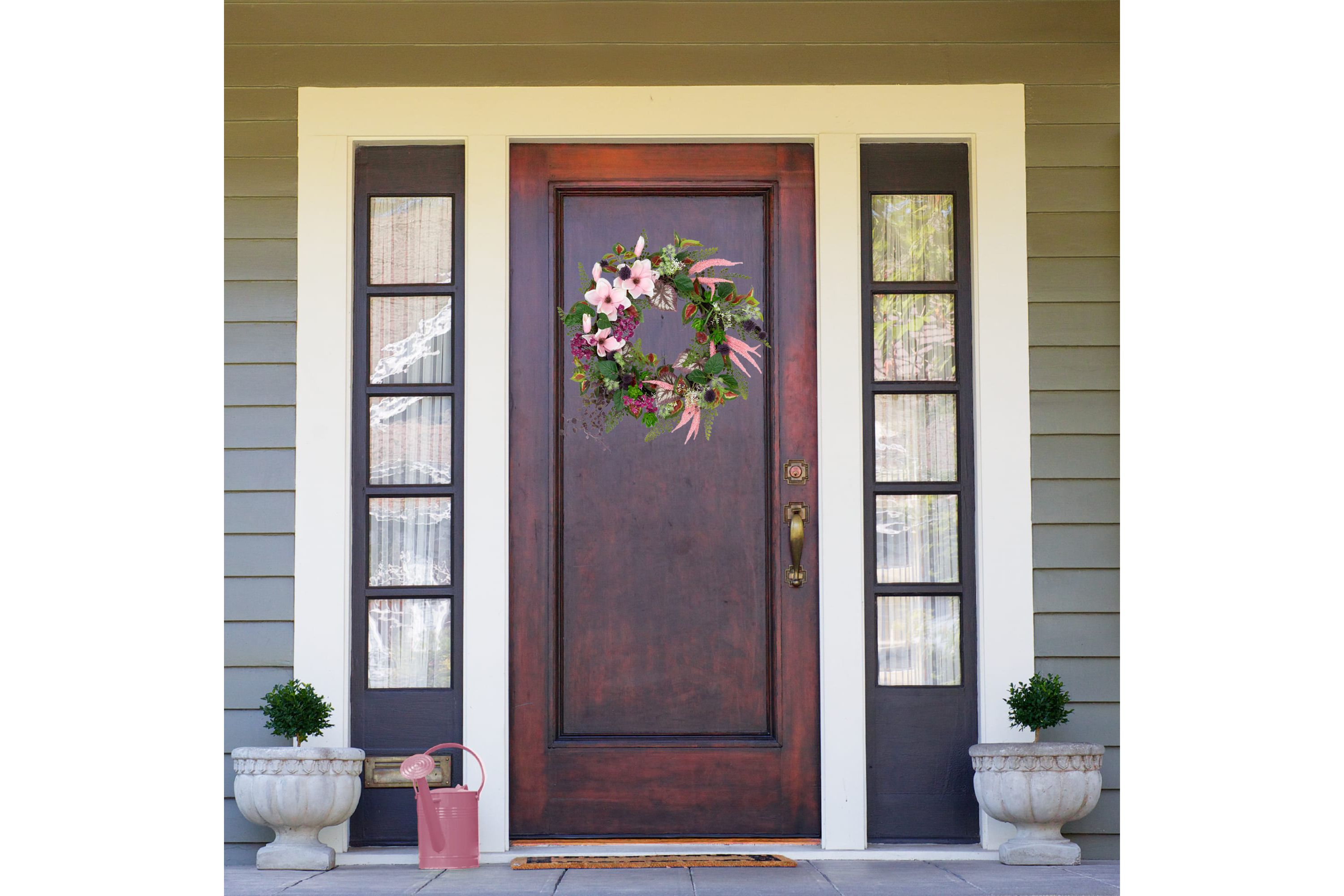 Succulent and Fern Artificial Spring Floral Wreath  24-Inch