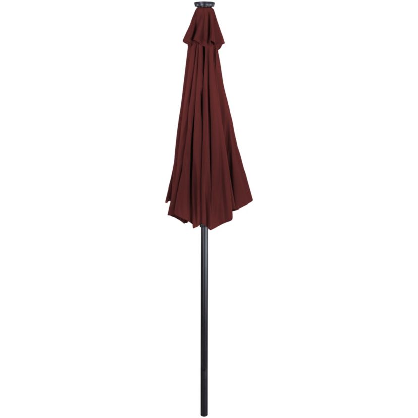 9ft Solar Lighted Outdoor Patio Market Umbrella with Hand Crank and Tilt  Burgundy