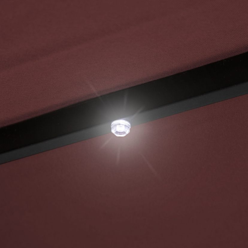 9ft Solar Lighted Outdoor Patio Market Umbrella with Hand Crank and Tilt  Burgundy