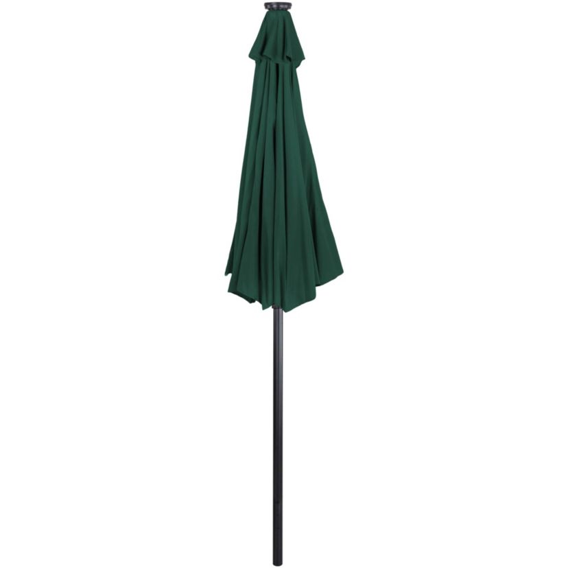 9ft Solar Lighted Outdoor Patio Market Umbrella with Hand Crank and Tilt  Hunter Green