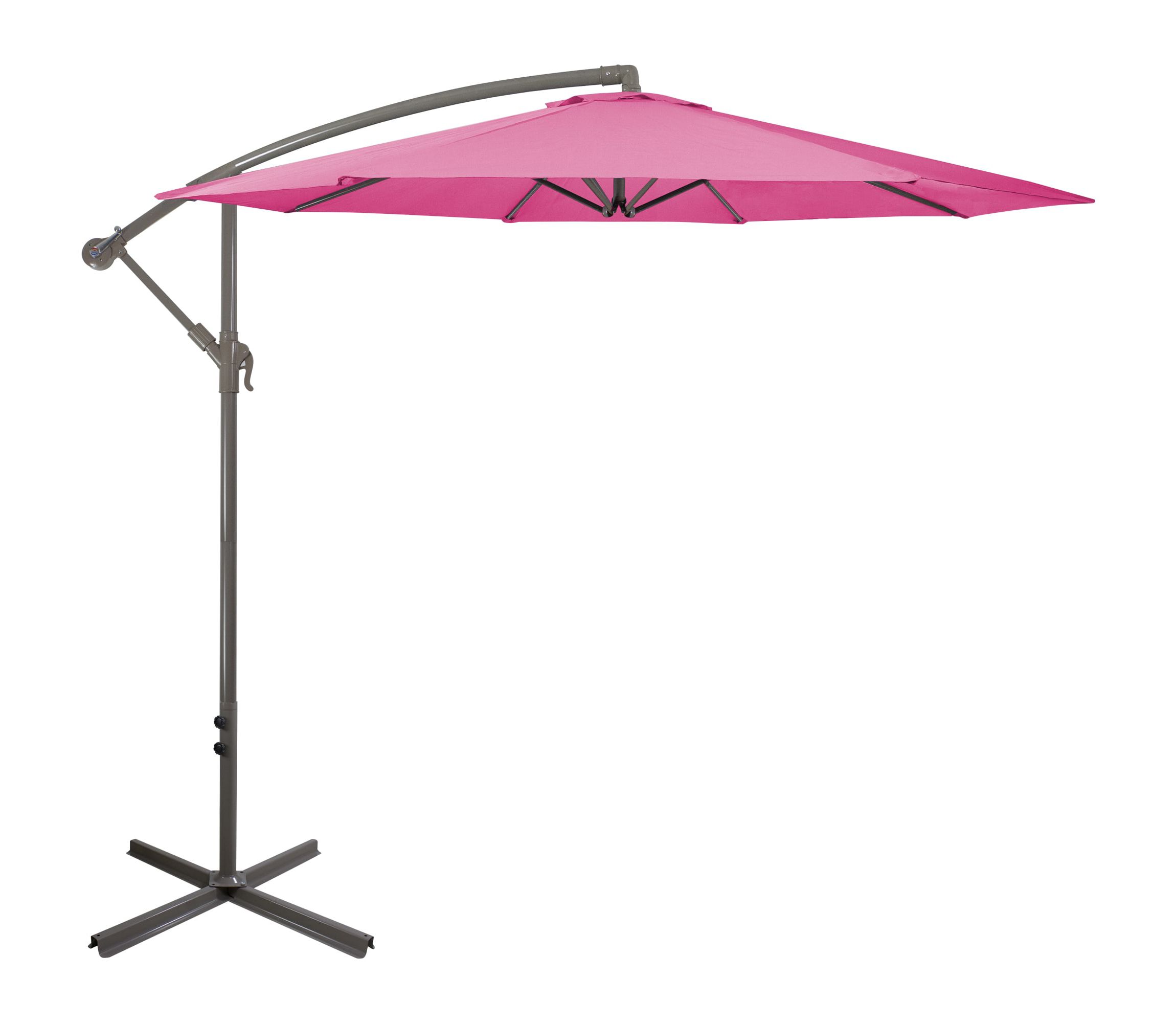 10ft Offset Outdoor Patio Umbrella with Hand Crank  Pink