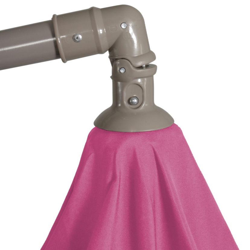 10ft Offset Outdoor Patio Umbrella with Hand Crank  Pink