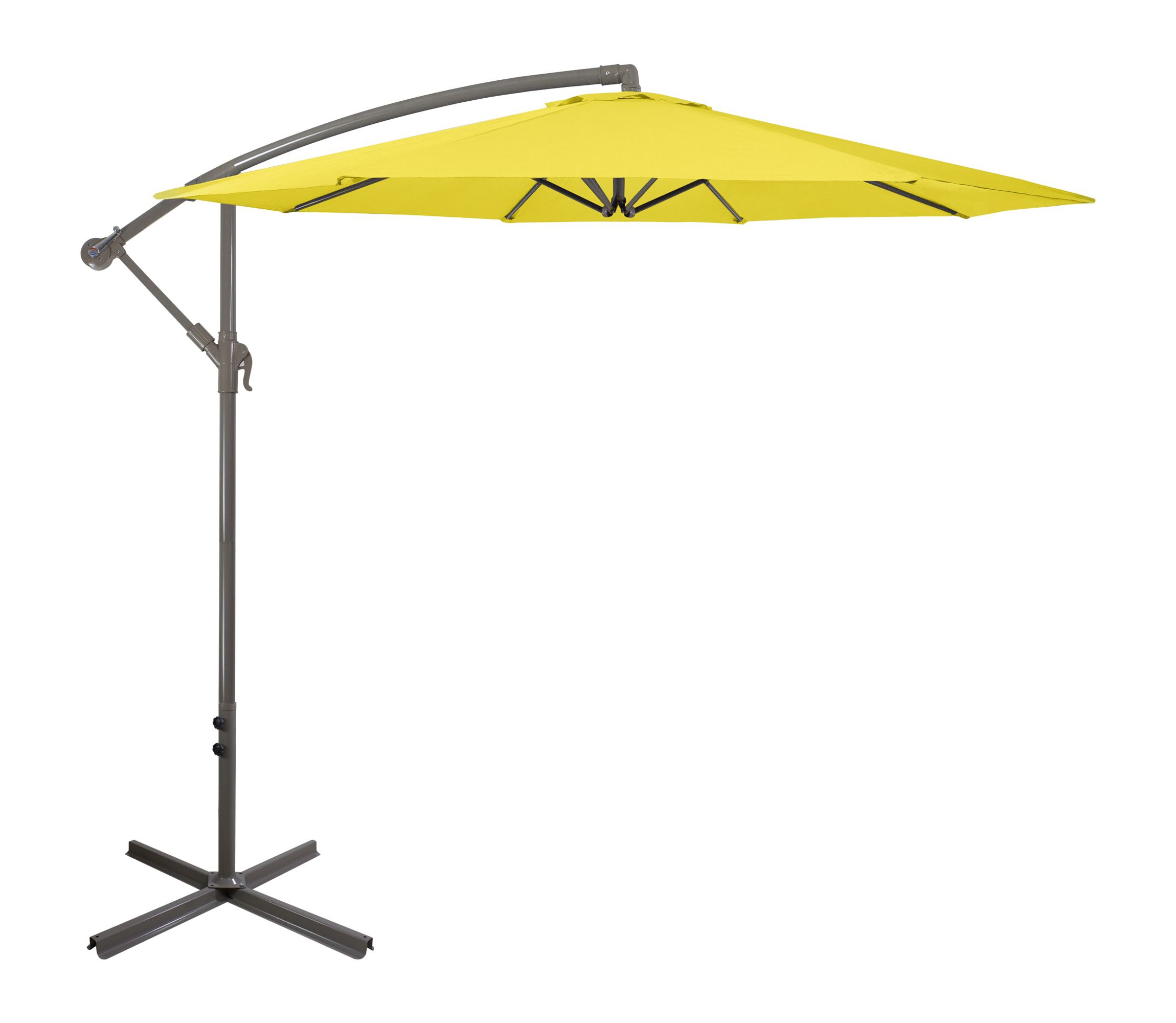 10ft Offset Outdoor Patio Umbrella with Hand Crank  Yellow