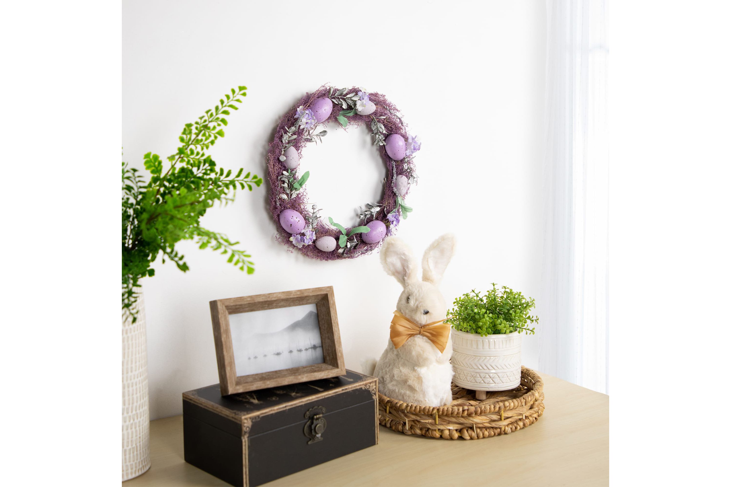 12" Lavender Speckled Egg Easter Twig Wreath