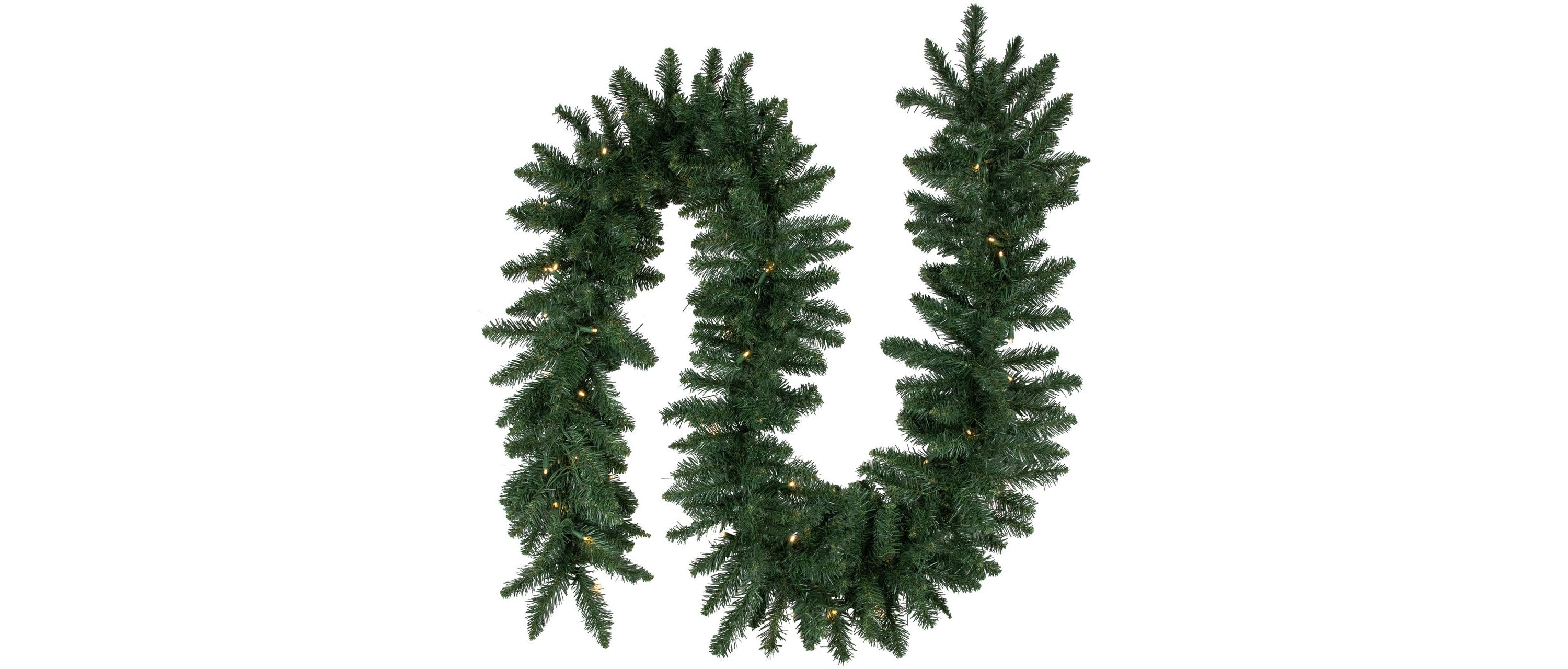 Pre-Lit Commercial Buffalo Fir Christmas Garland - 50 x 12" - Warm White LED Lights