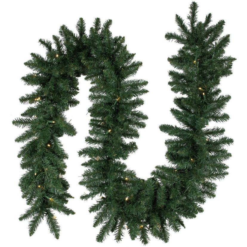Pre-Lit Commercial Buffalo Fir Christmas Garland - 50 x 12" - Warm White LED Lights