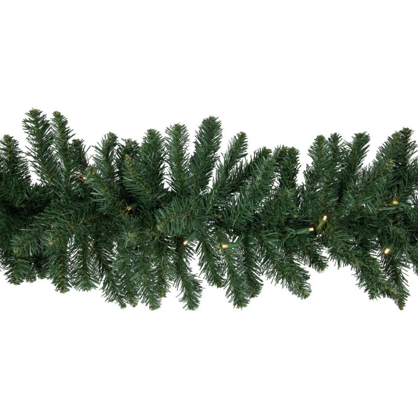 Pre-Lit Commercial Buffalo Fir Christmas Garland - 50 x 12" - Warm White LED Lights