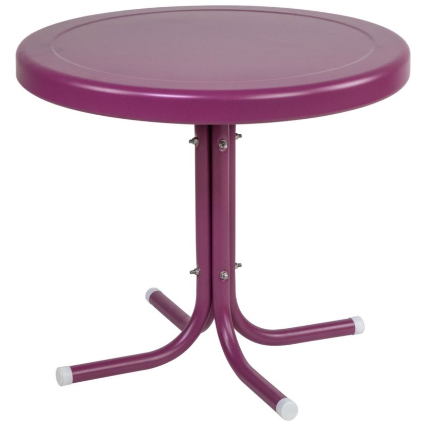 22" Outdoor Retro Tulip Side Table  Purple