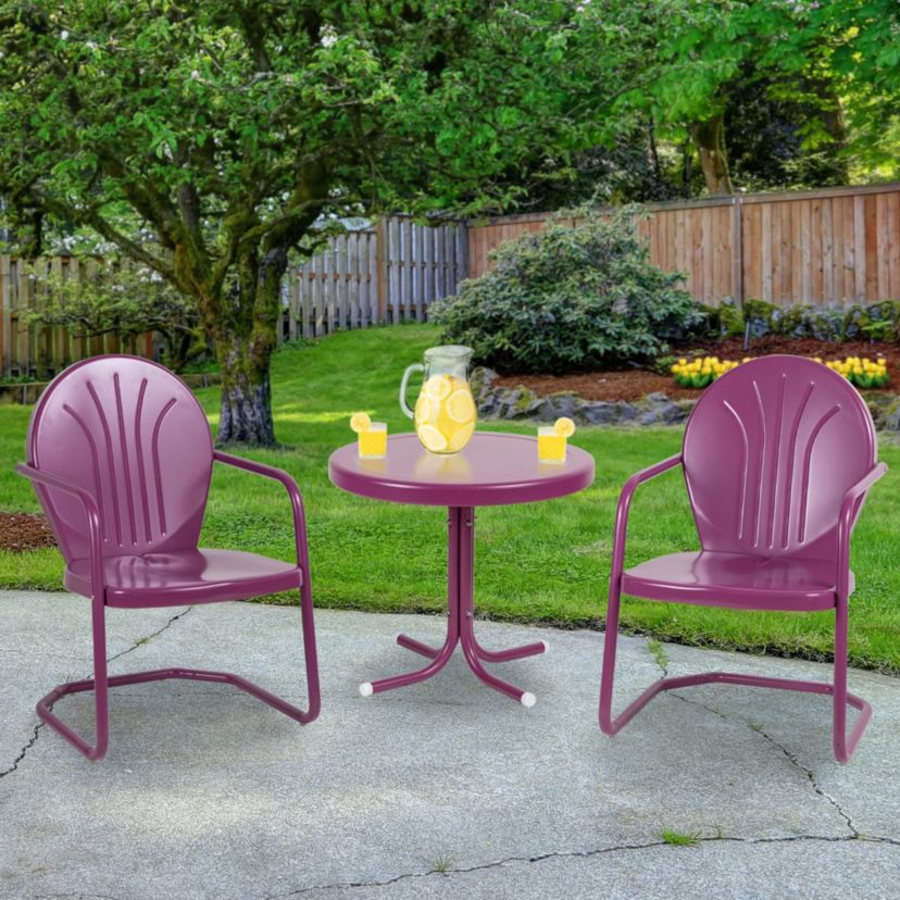 22" Outdoor Retro Tulip Side Table  Purple