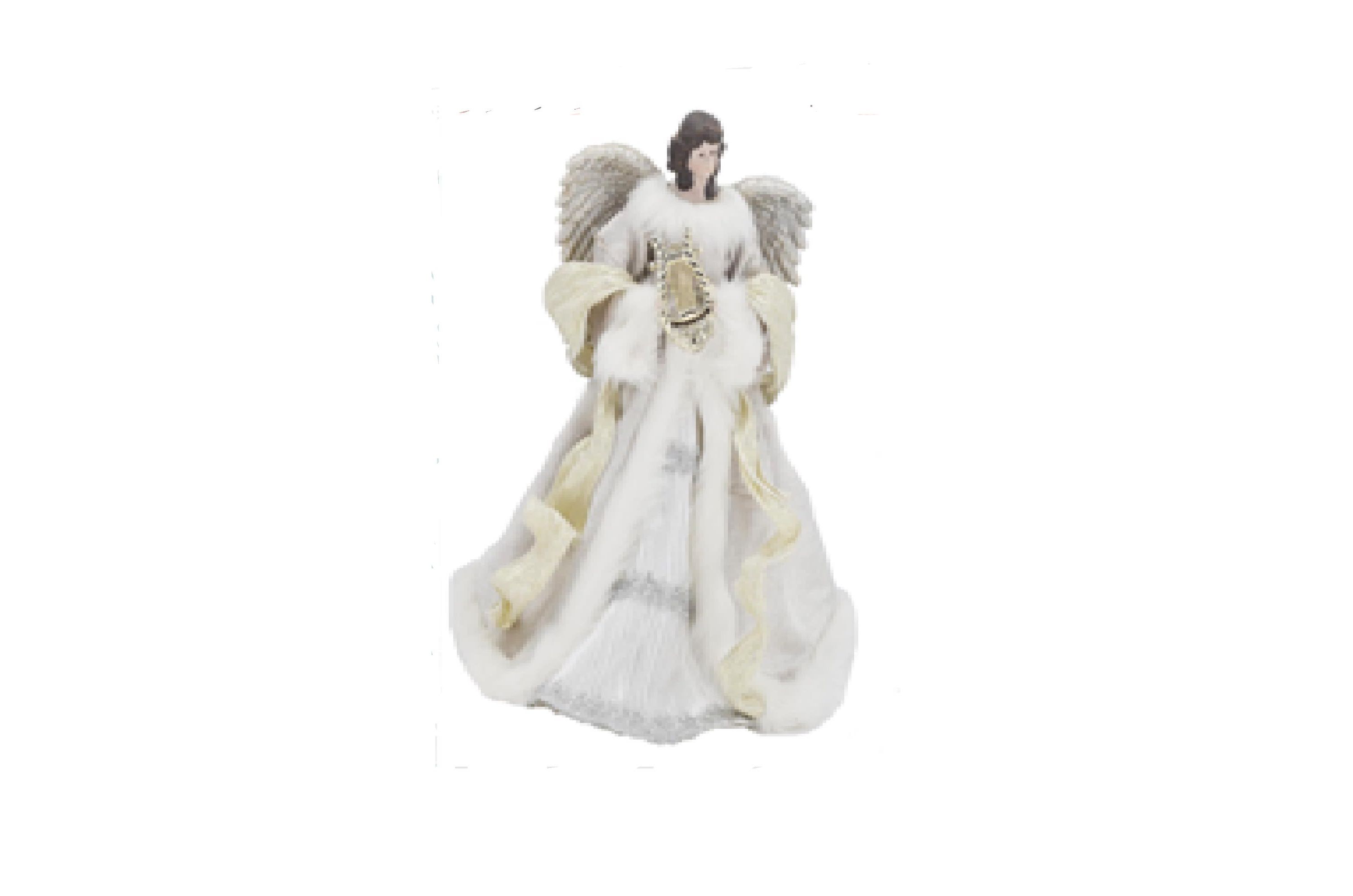 18inch White and Silver Angel Christmas Tree Topper Unlit