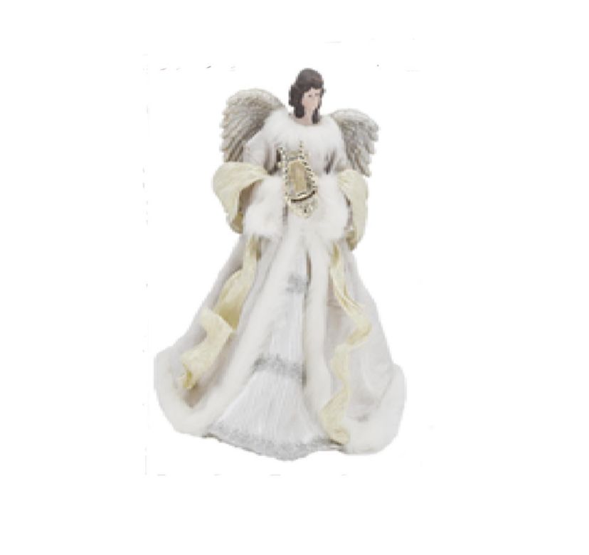 18inch White and Silver Angel Christmas Tree Topper Unlit