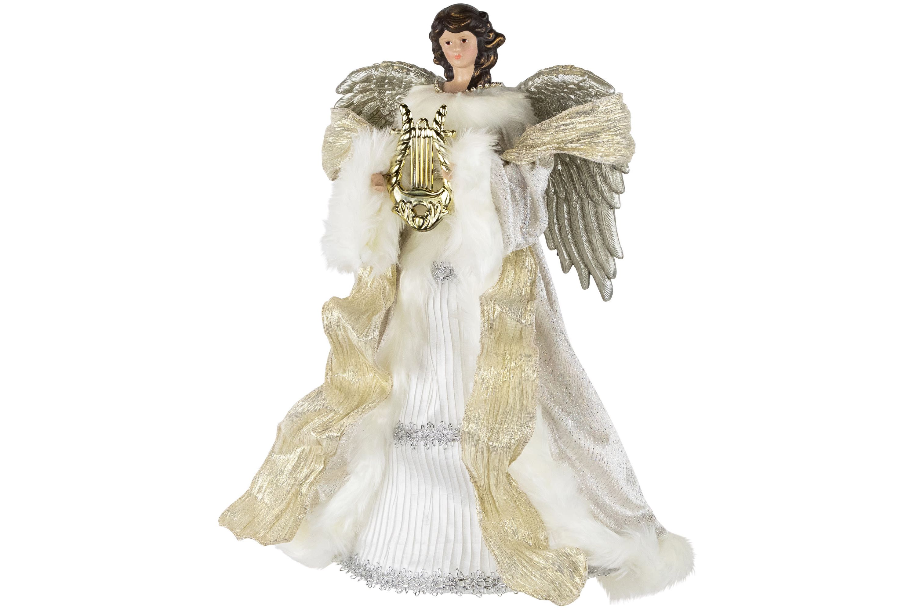 18inch White and Silver Angel Christmas Tree Topper Unlit