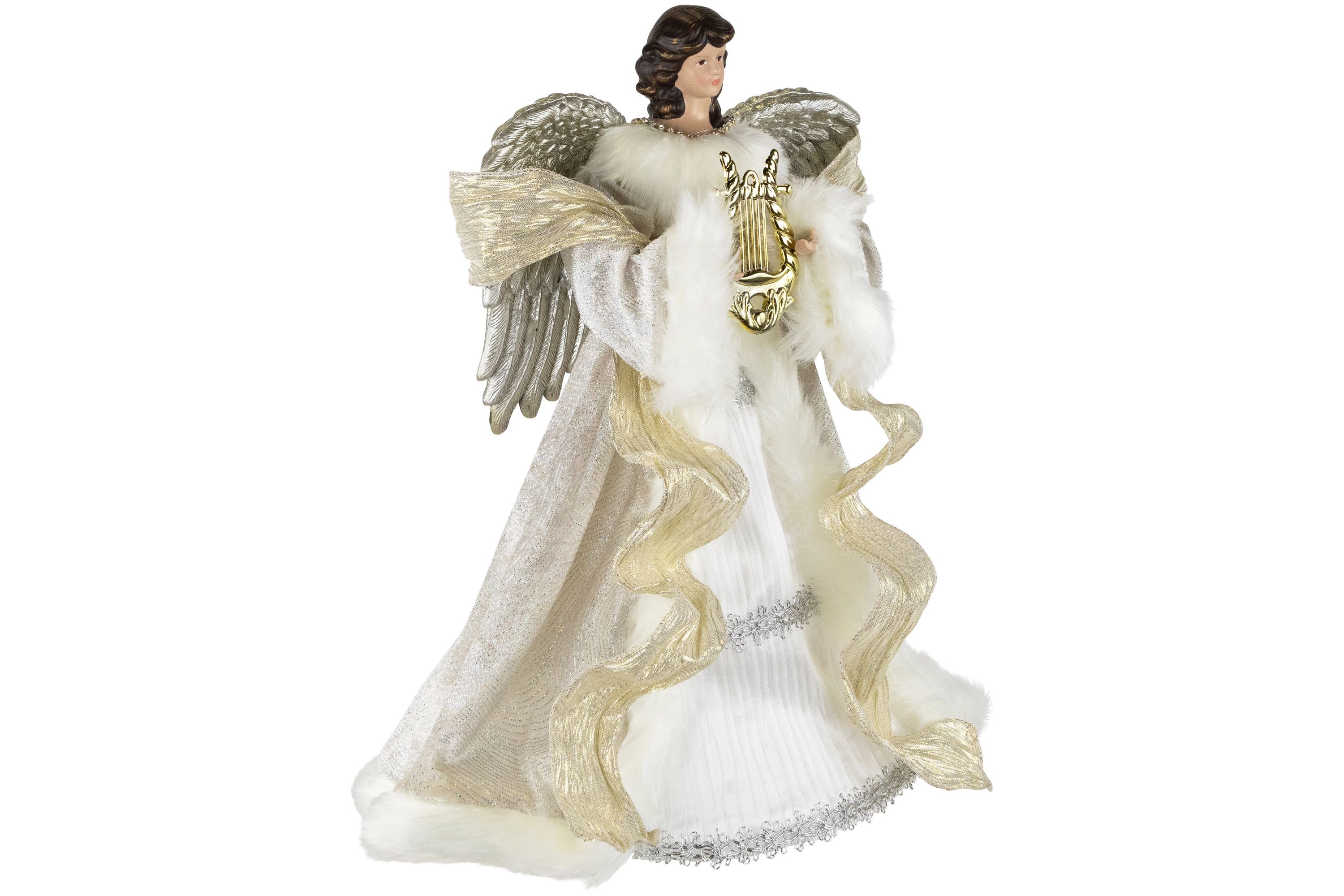 18inch White and Silver Angel Christmas Tree Topper Unlit