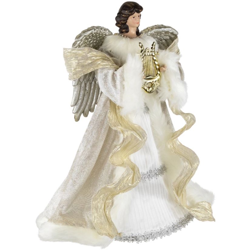 18inch White and Silver Angel Christmas Tree Topper Unlit