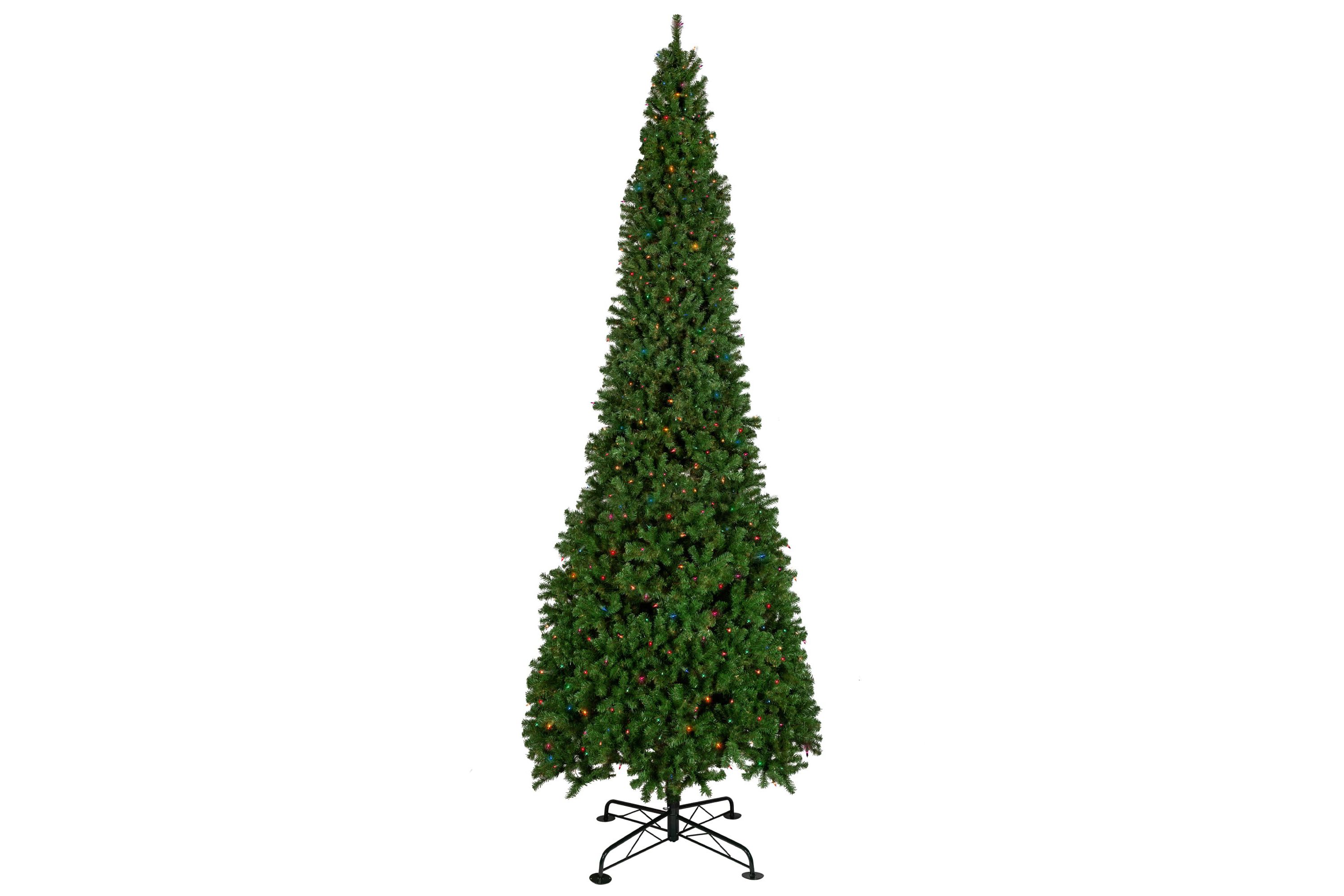 16ft Pre-Lit Commercial Pendleton Spruce Slim Artificial Christmas Tree Multicolor Lights