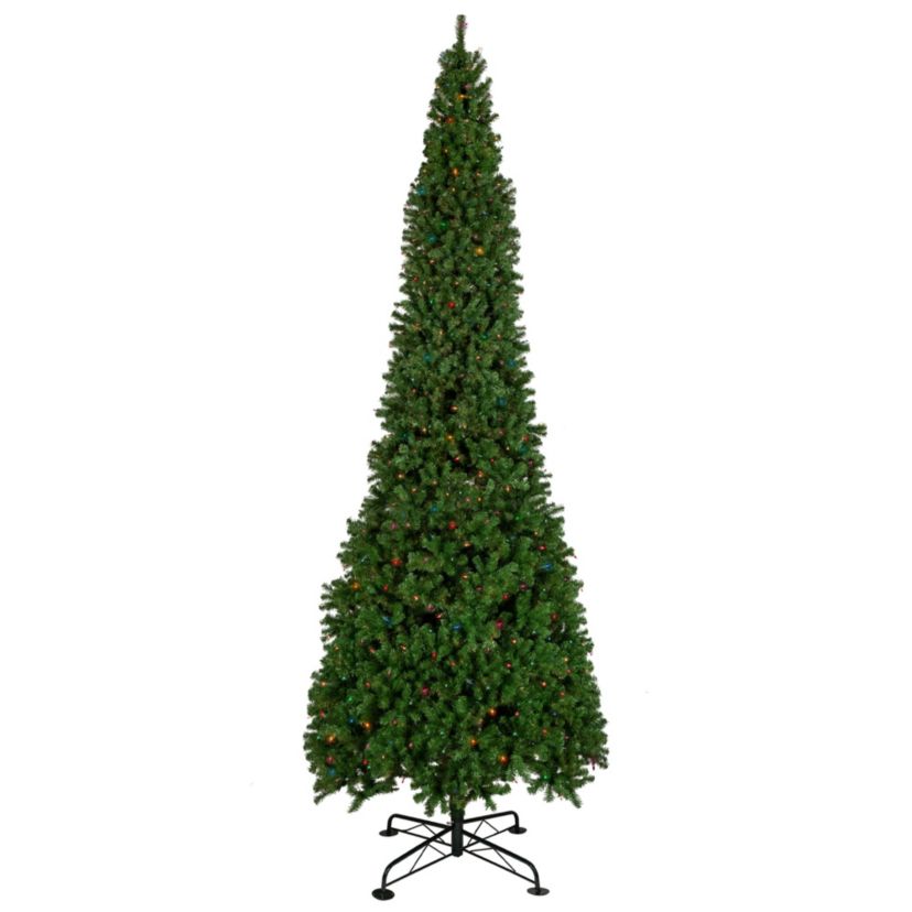 16ft Pre-Lit Commercial Pendleton Spruce Slim Artificial Christmas Tree Multicolor Lights